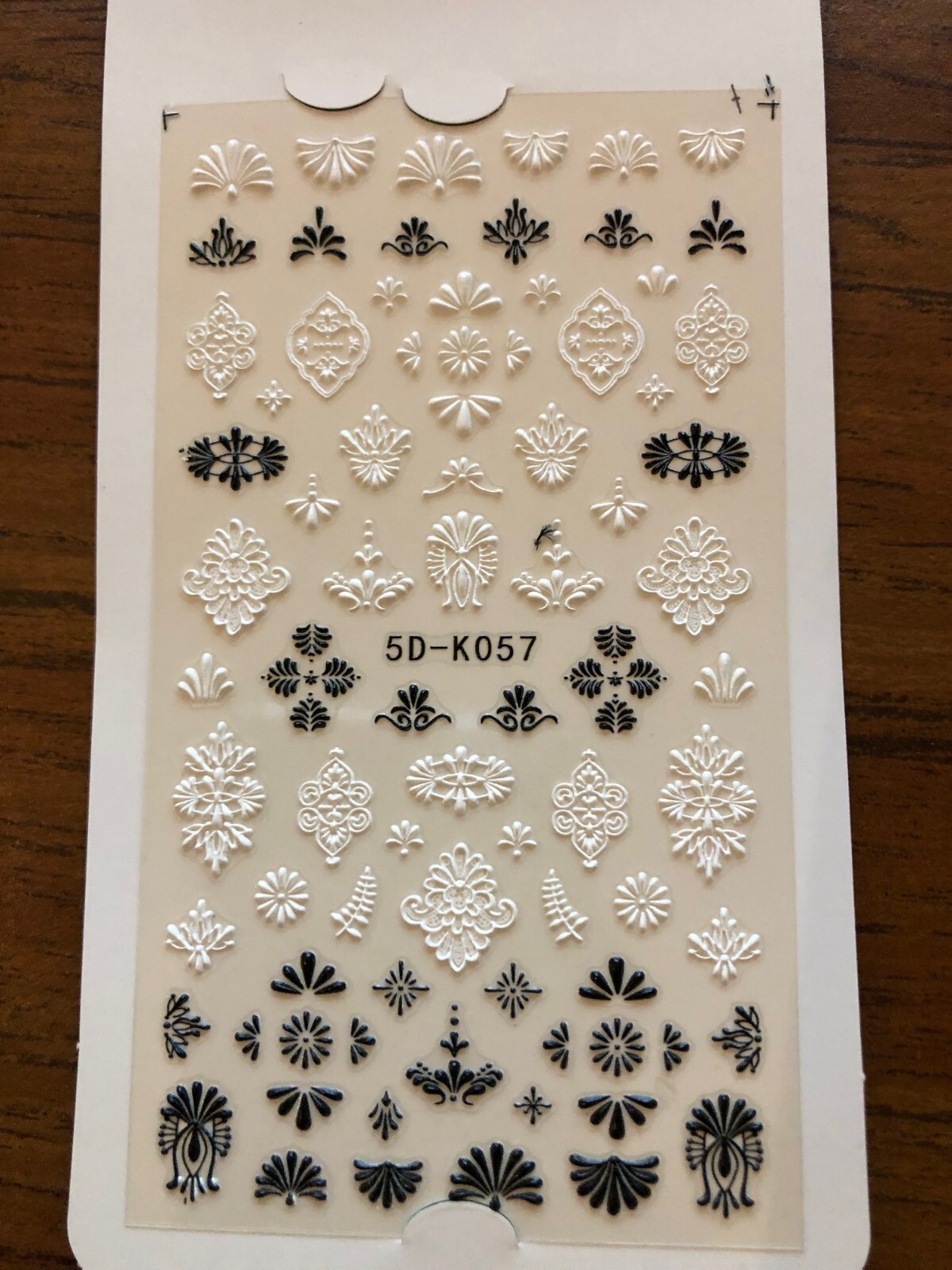 5D Embossed Nail Art Decoration Black White Flower DIY Wedding Stickers K57 NH15