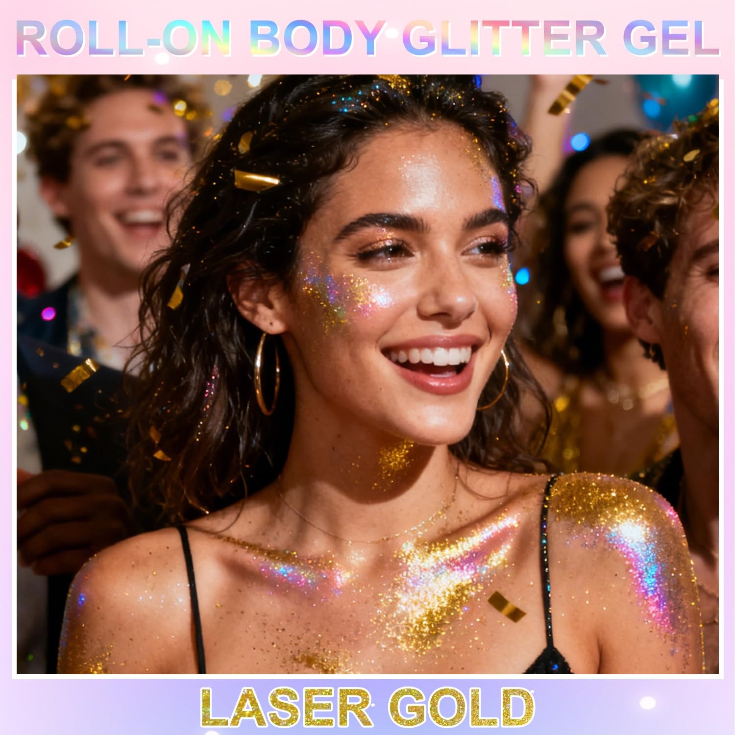 Roll-on Holographic Body Glitter Gel for Face and Hair, Chameleon Color Chang…