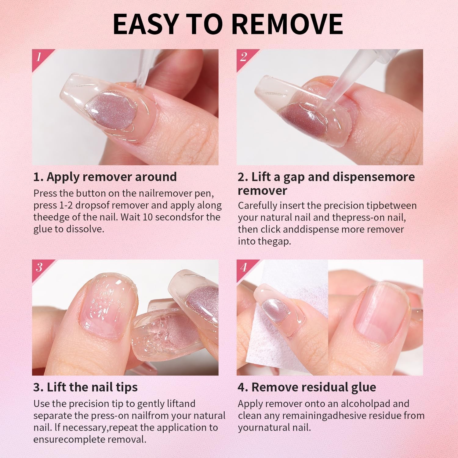 15g Semi Solid Nail Glue with 5ml Remover for Press On Nails, No UV Lamp