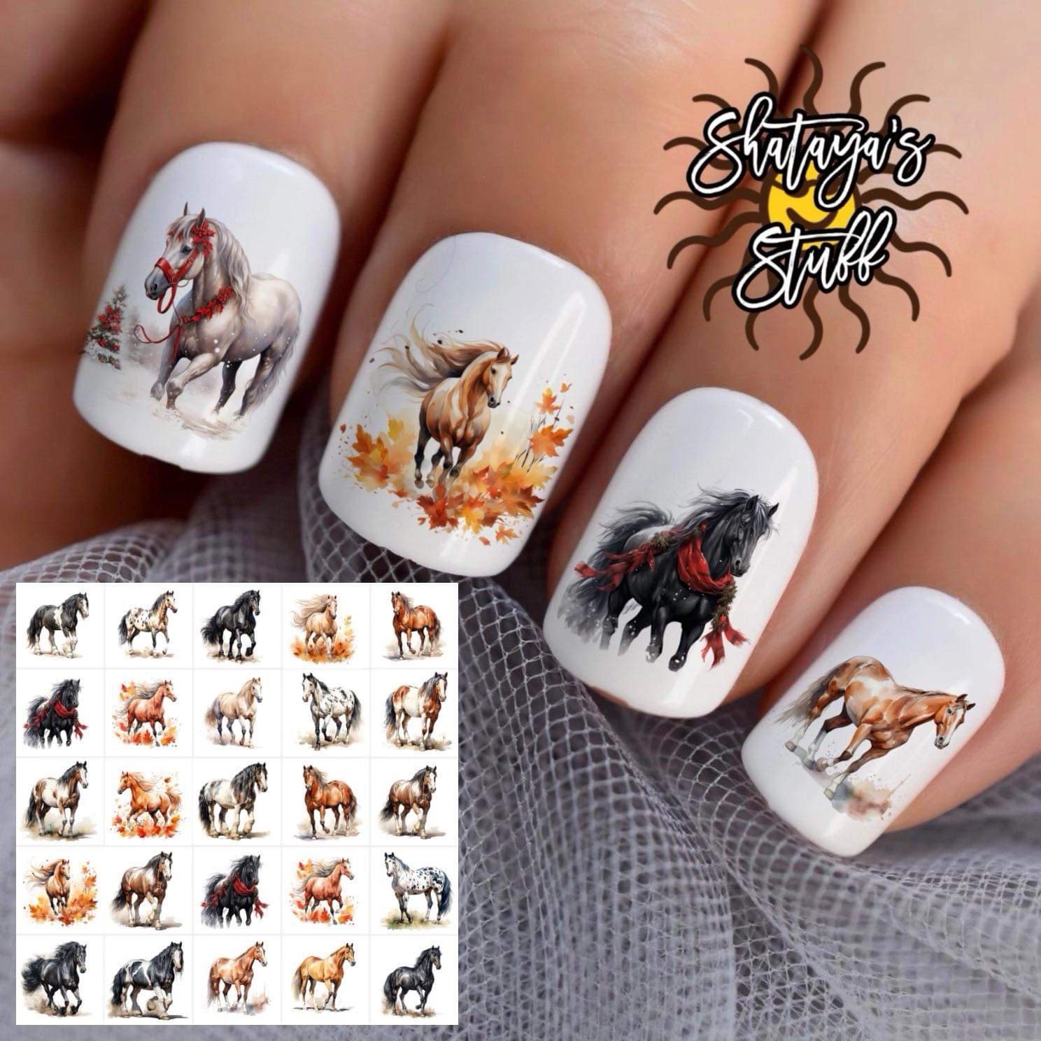 Horses Set Of 50Waterslide Nail Art Decals