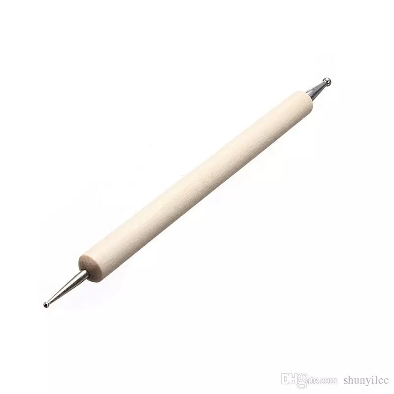5 Pcs 2way Wooden Handle Manicure Nail Art Dotting Pen Marbleizing Tool