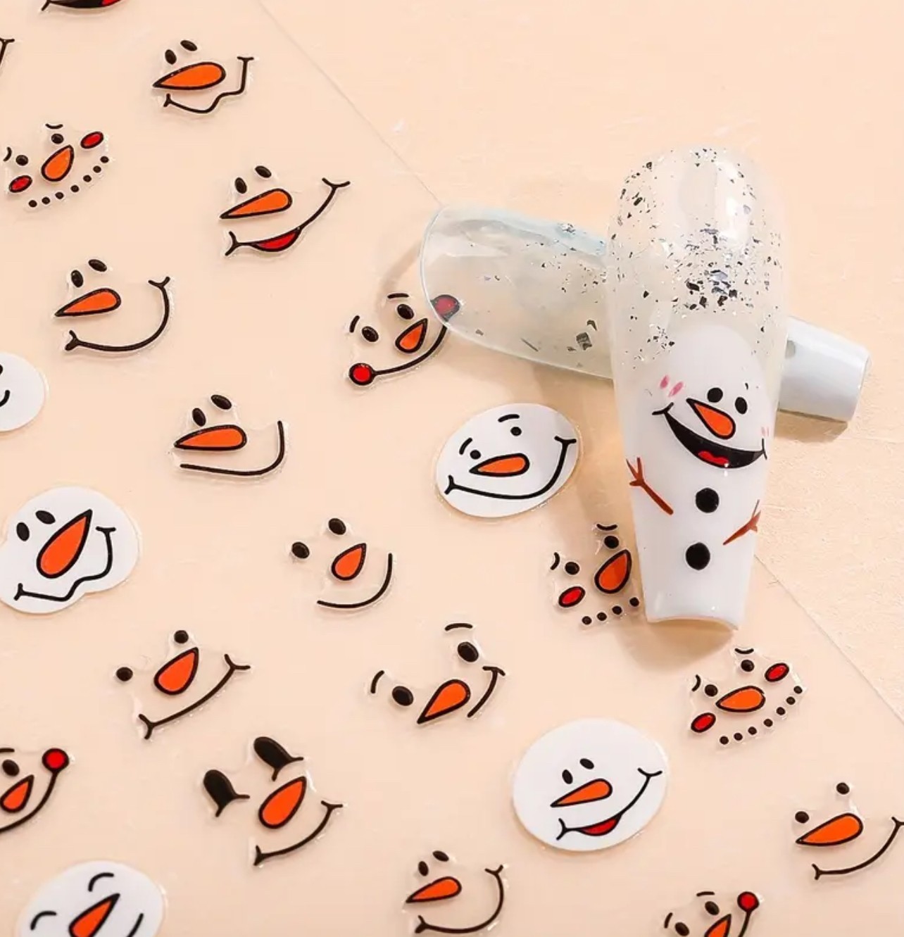 Nail Art Stickers Snowman Christmas Nails Festive Decals DIY White Design TH1553