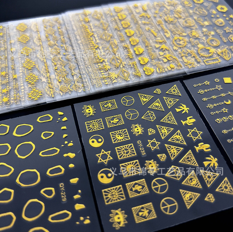 30 Sheets Nail Art Golden Sticker Decal Line Letters Lace Slider Manicure G1
