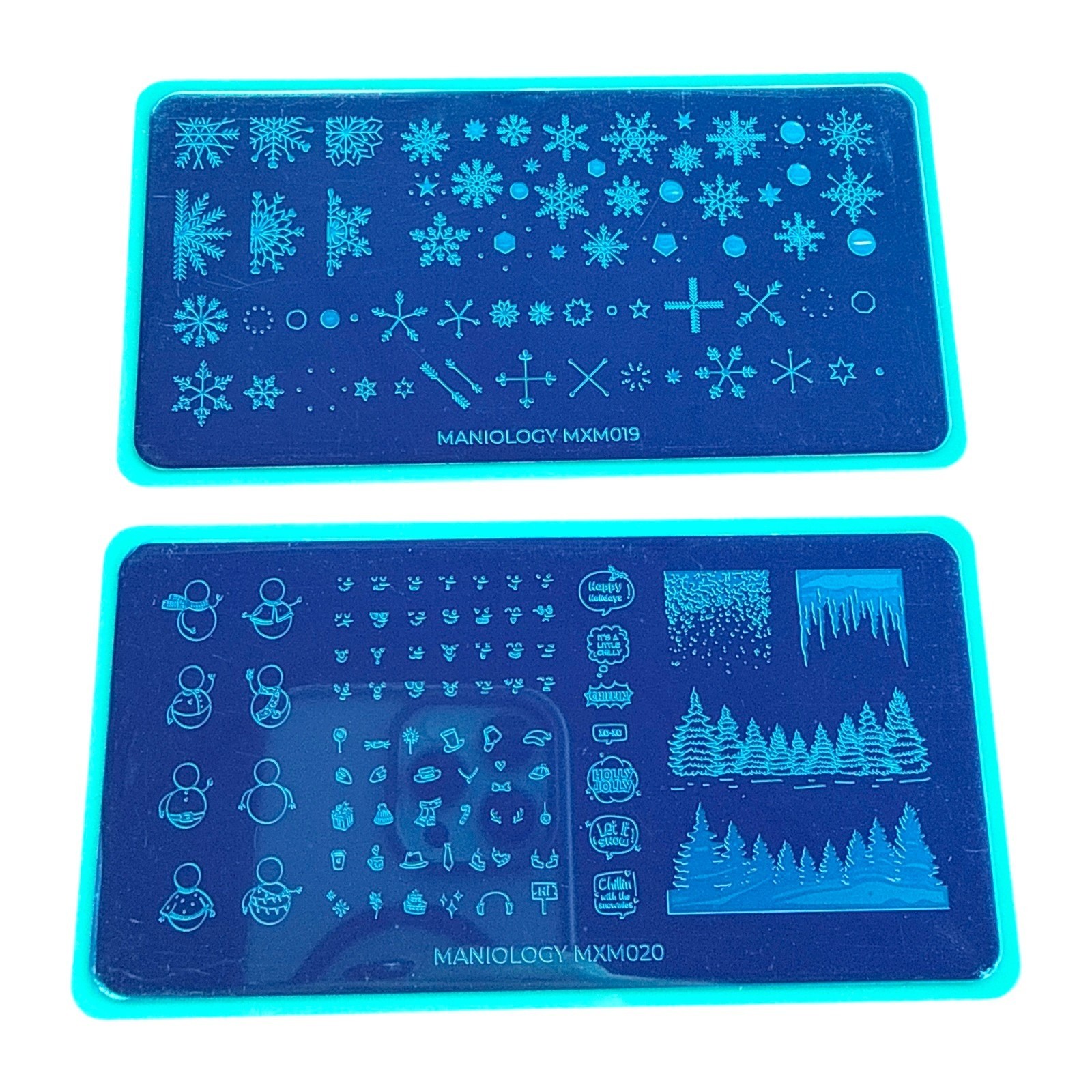 Maniology Nail Stamping Plate Set MXM019 MXM020 Winter Snowflake Snowman Holiday