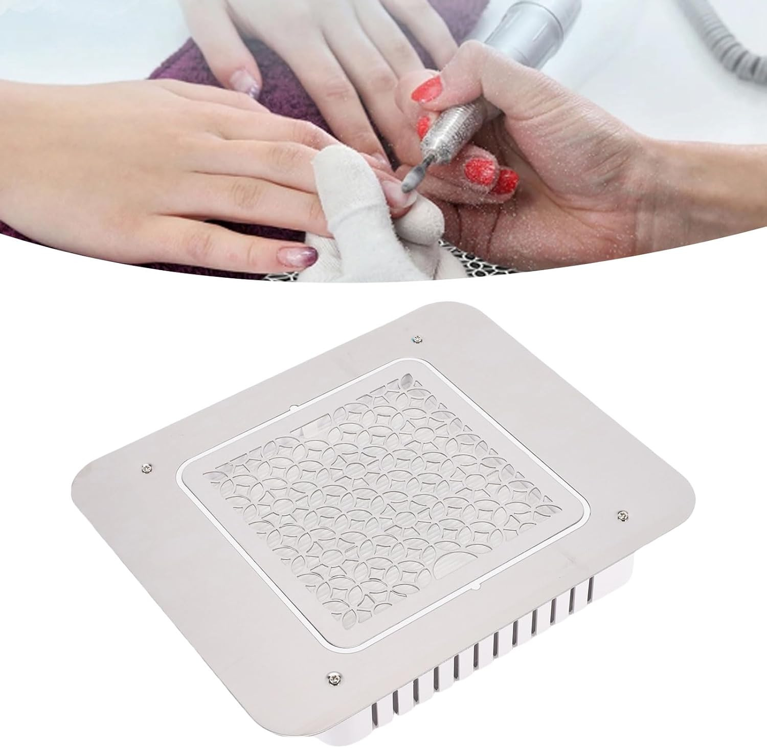 Nail Dust Collector, Nail Vacuum Cleaner, ABS Aluminum Alloy Built in Table Desk