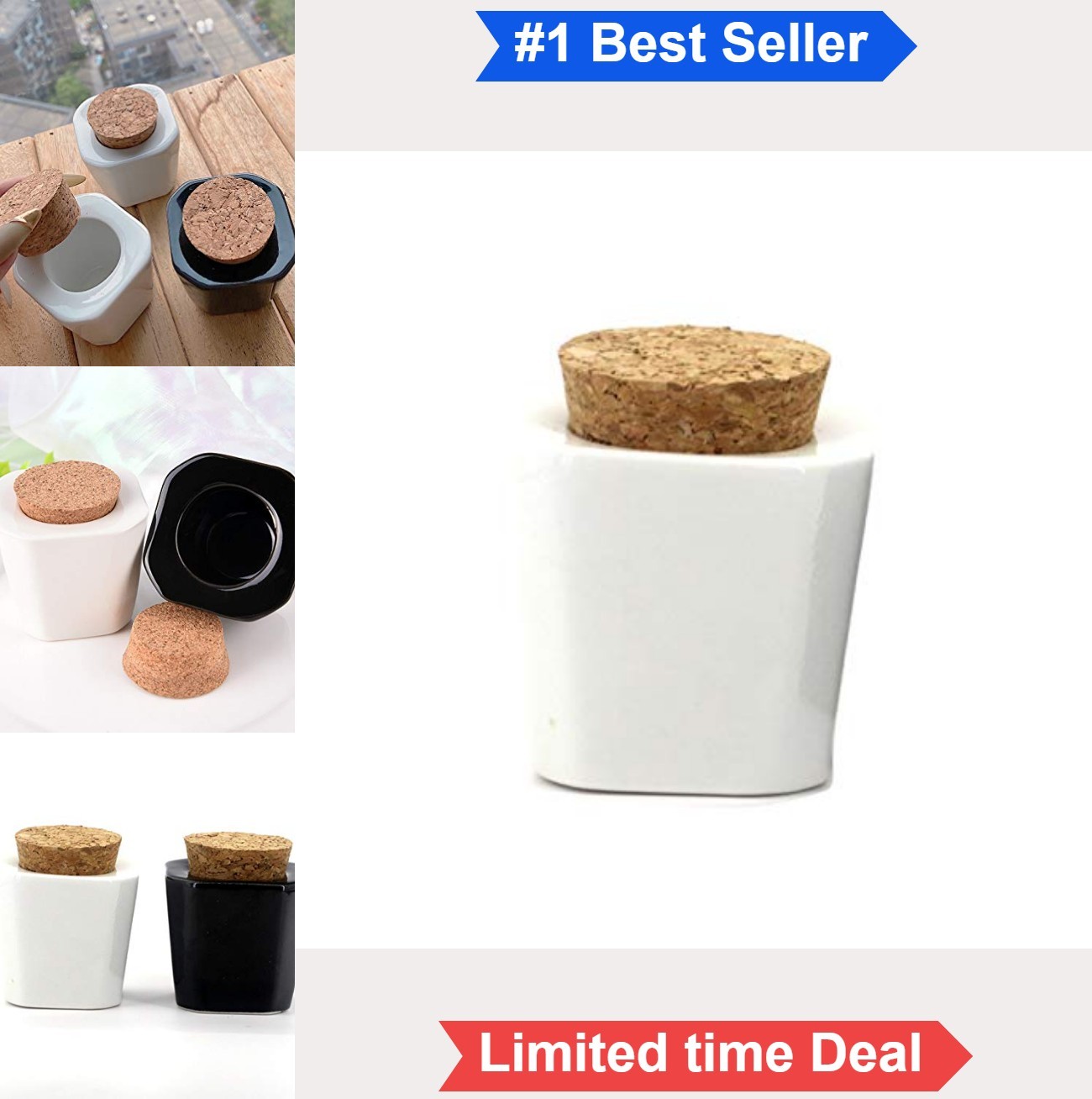 Porcelain Nail Art Dappen Dish Acrylic Liquid Powder Mini with Wooden Lid Anti