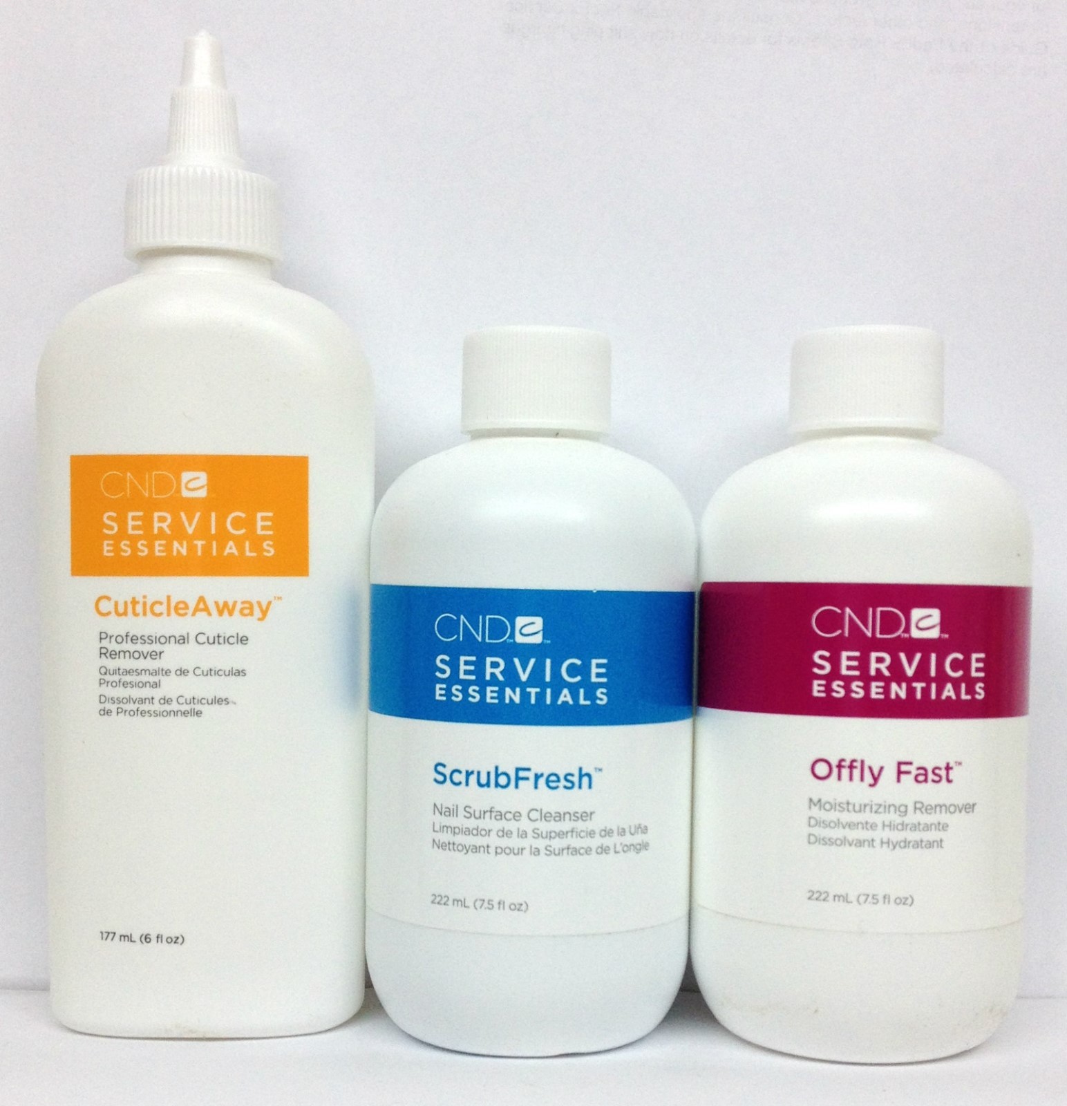 NEW PACK Cnd Shellac 3pcs set-Cuticle Away 6oz, Scrub Fresh, Offly Fast 7.5oz
