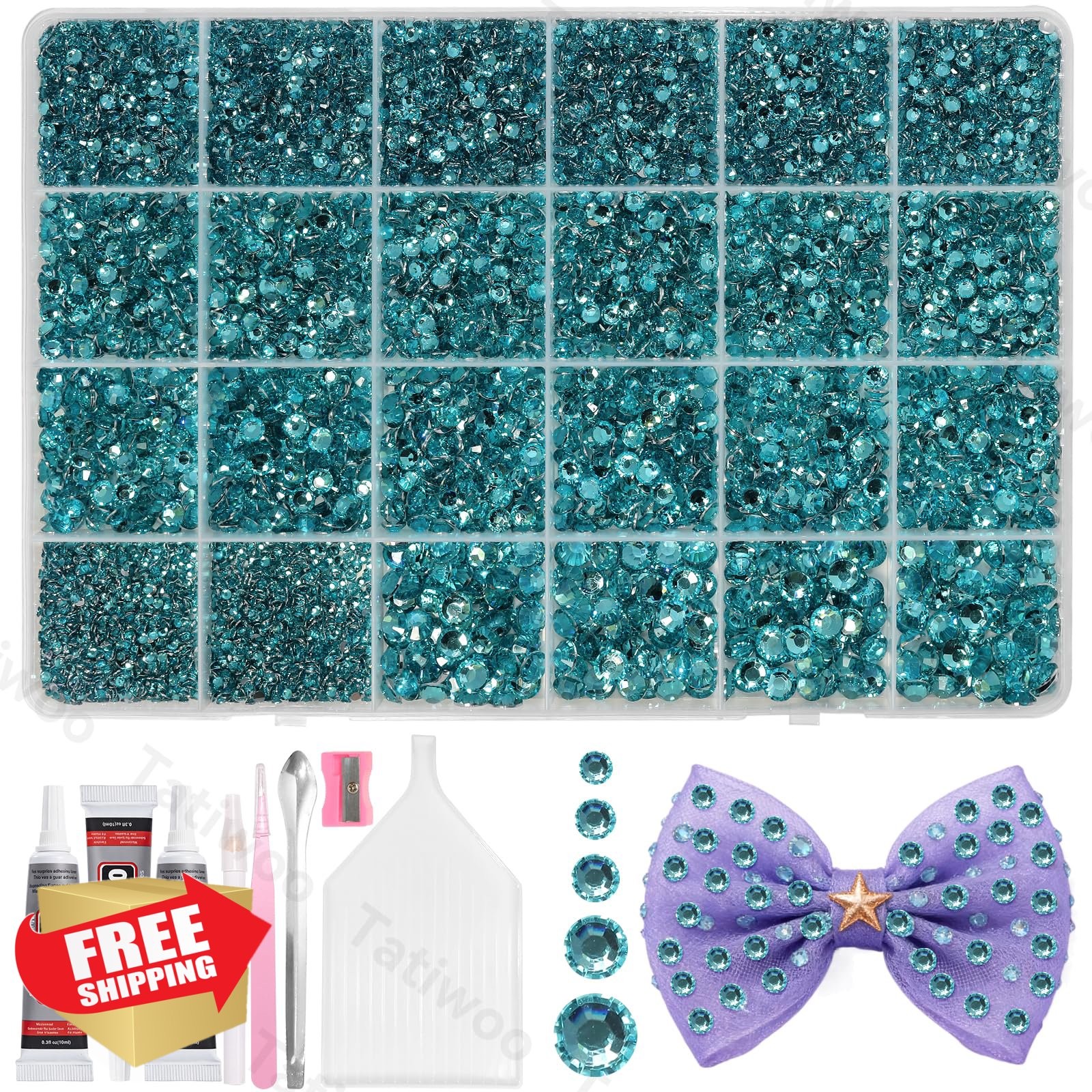 20000pcs Lake Blue Jelly Rhinestones Mix Sizes Flatback Bedazzling Craft