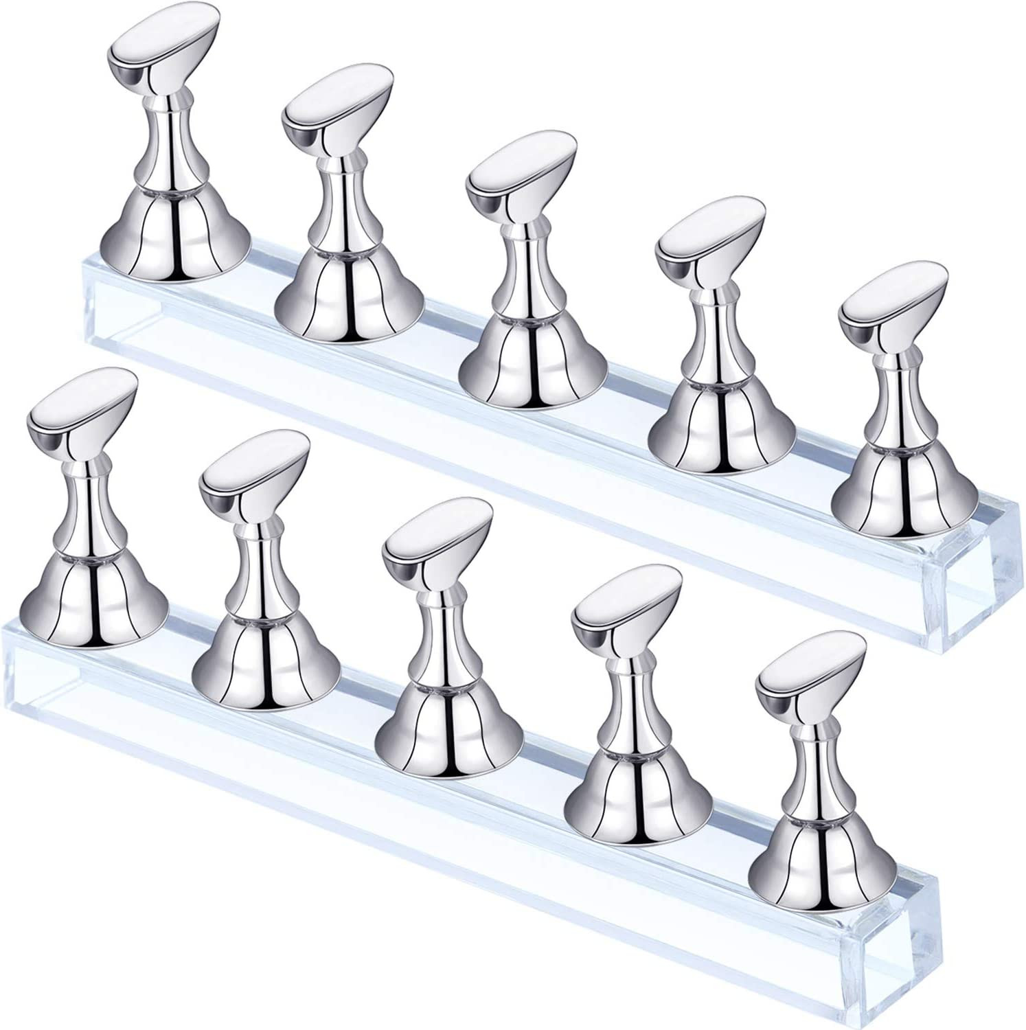 2 Sets Nail Stand Press on Nail Holder Magnetic Fake Nails Holder Acrylic Nails