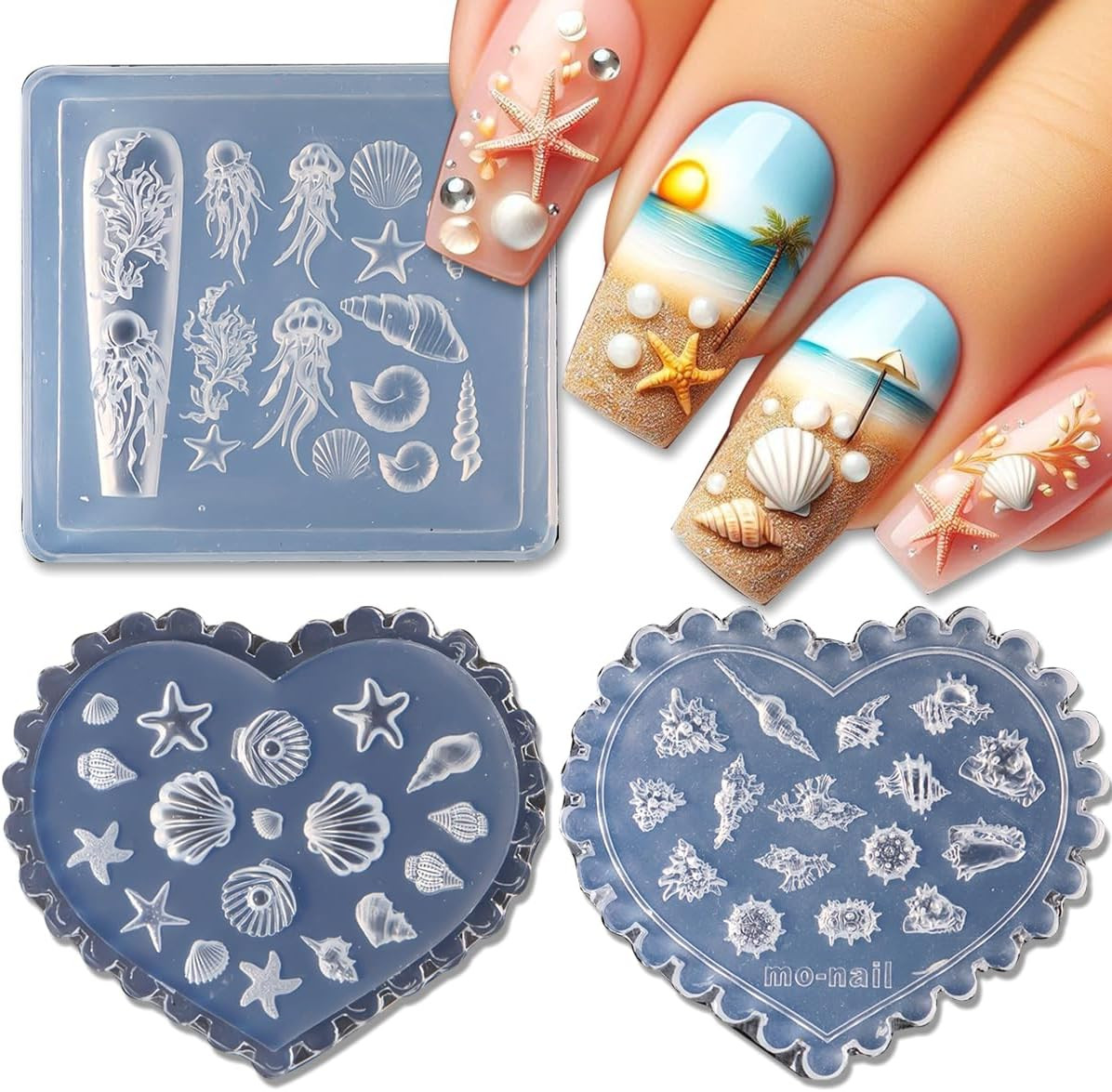 3D Starfish Silicone Nail Molds – 3Pcs Ocean-Themed Nail Art Tools