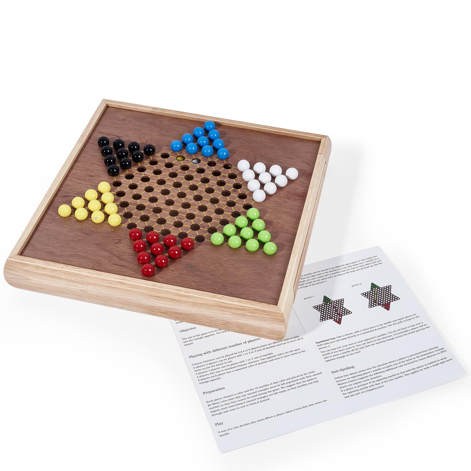 VAMSLOVE 13″ Chess Chinese Checkers 2 in 1 Wooden Board Game 13x13x2 inches