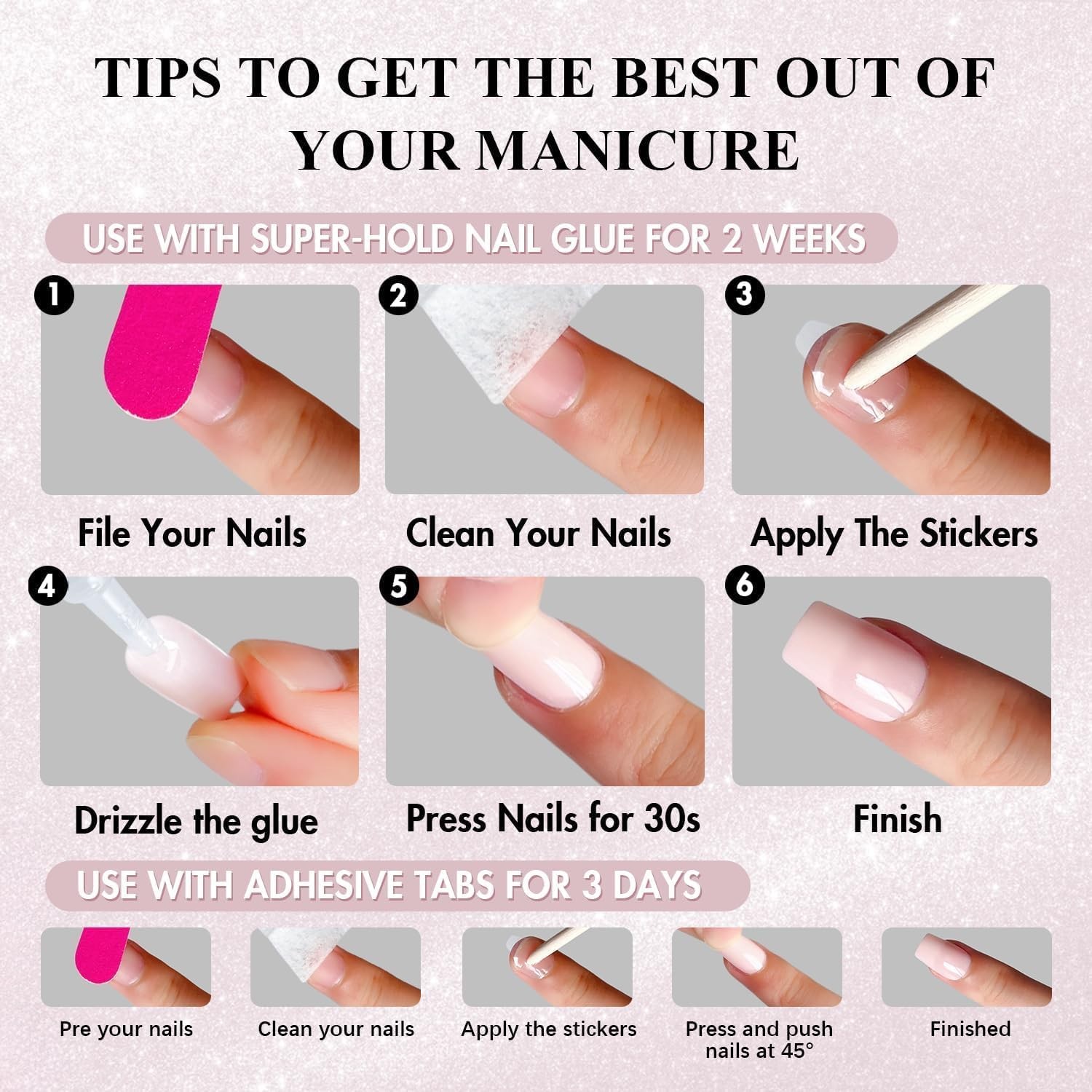 KQueenest Cat Eye Press On Nails Short, 30 Pcs Glitter Black Press On Nails S…