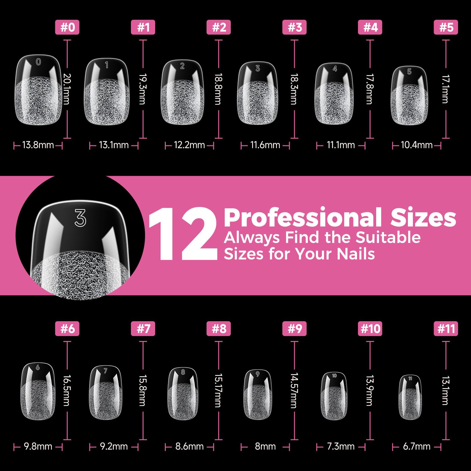 Gel Nail Tips Square & Squoval Short, 504Pcs Short round Square Nail Tips Pre Et