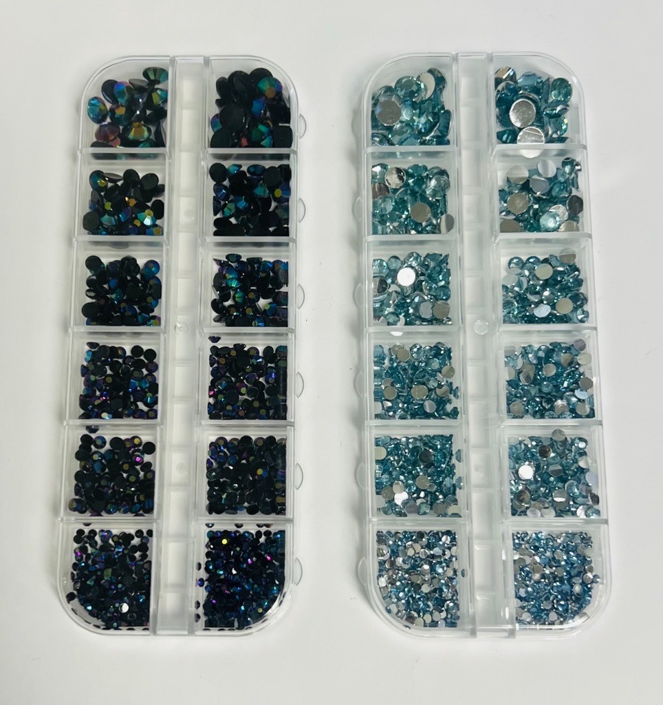 Multicolor Crystal and Resin Round Nail Jewelry Crafting Gems Multipack Kit