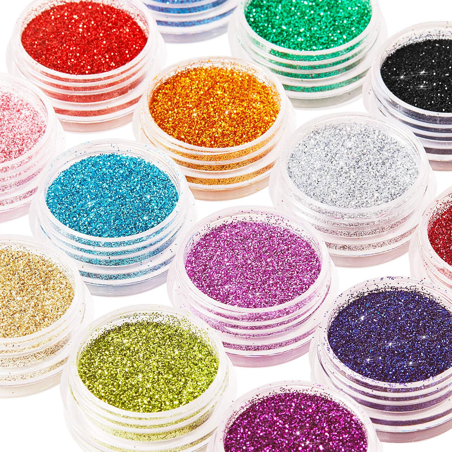 16 Color Fine Glitter Powder Set for Nails Makeup Crafts Body Art DIY