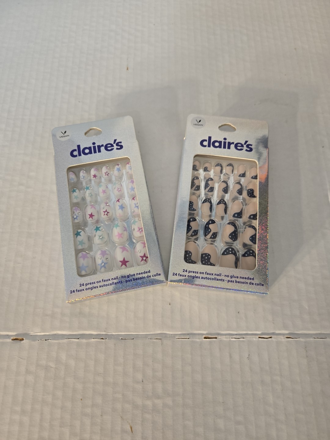 Claire’s Press on Coffin Nails 24 Faux Nails 2 Pack NEW