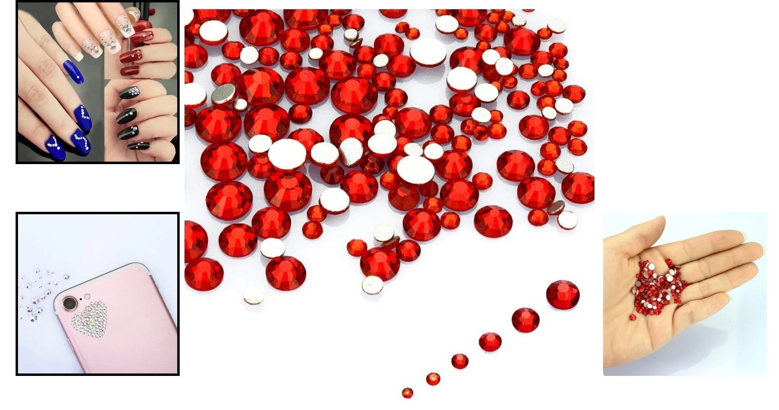 1200 Pcs Siam Red Flat Back Rhinestones – Perfect for All Craft Projects