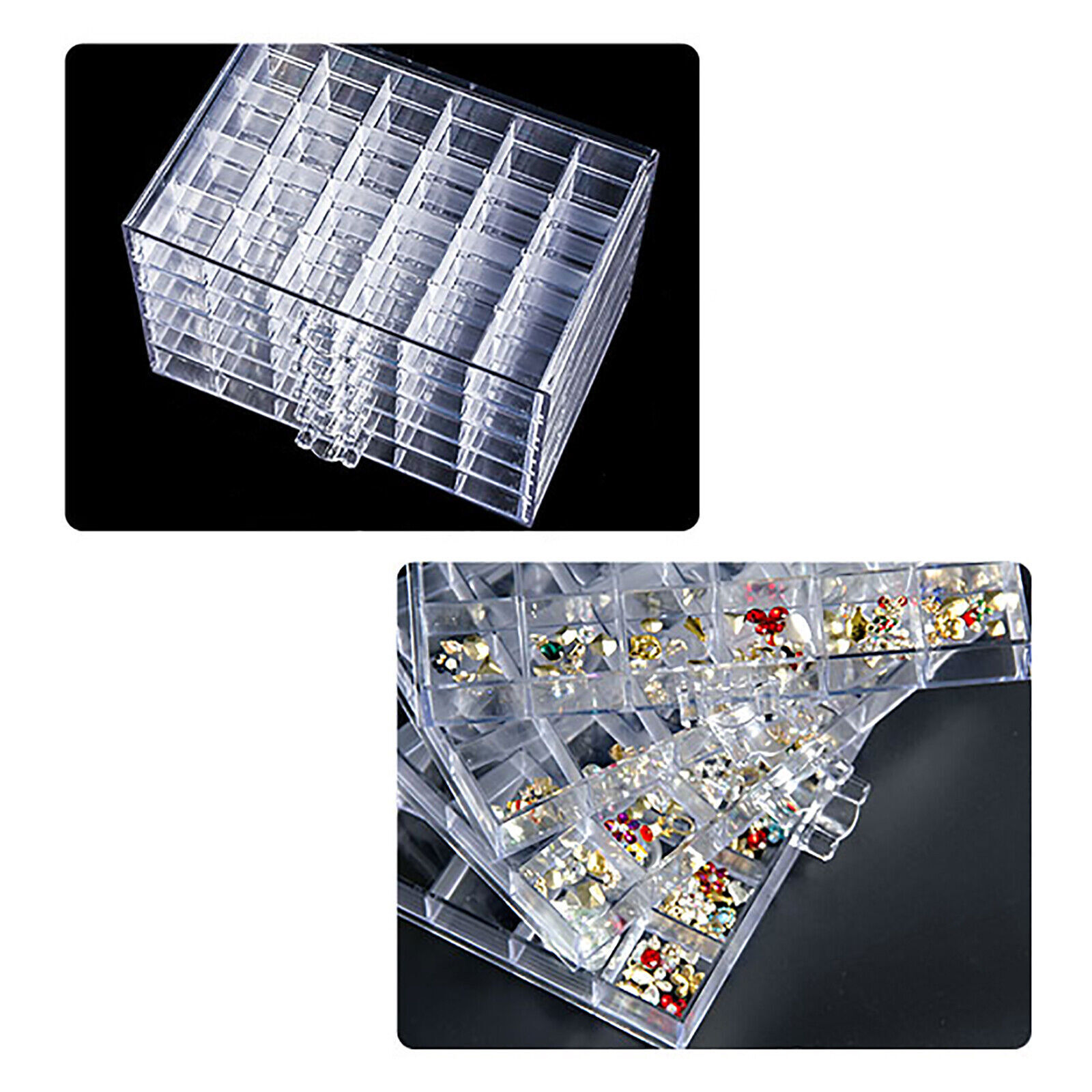 5 Layers Nail Art Supplies Display Organizer 120 Grids Nail Art Storage Box