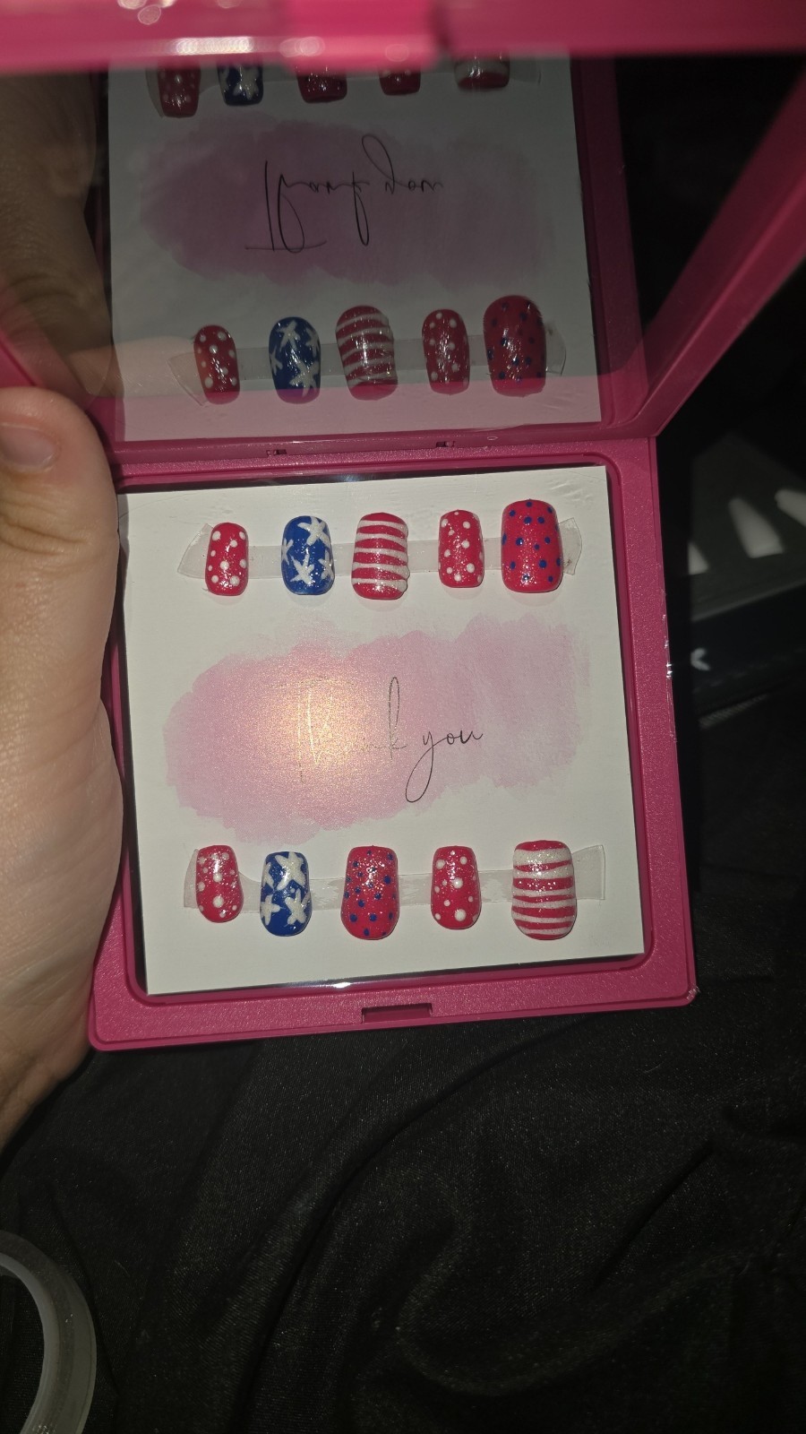 Red Blue White Star Stripe Patriotic Short Square Press-On Nails Set Full Cover
