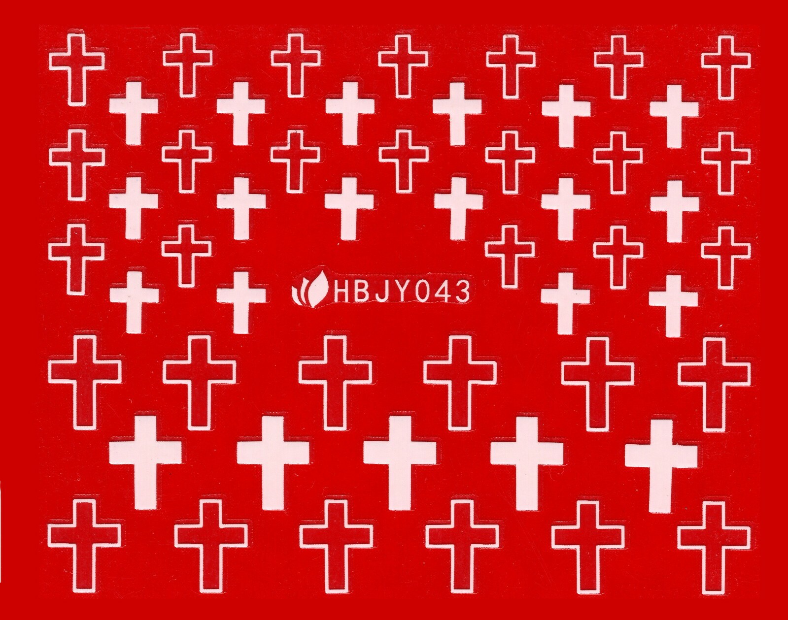 Nail Art 3D Decal Stickers White Crosses HBJY043