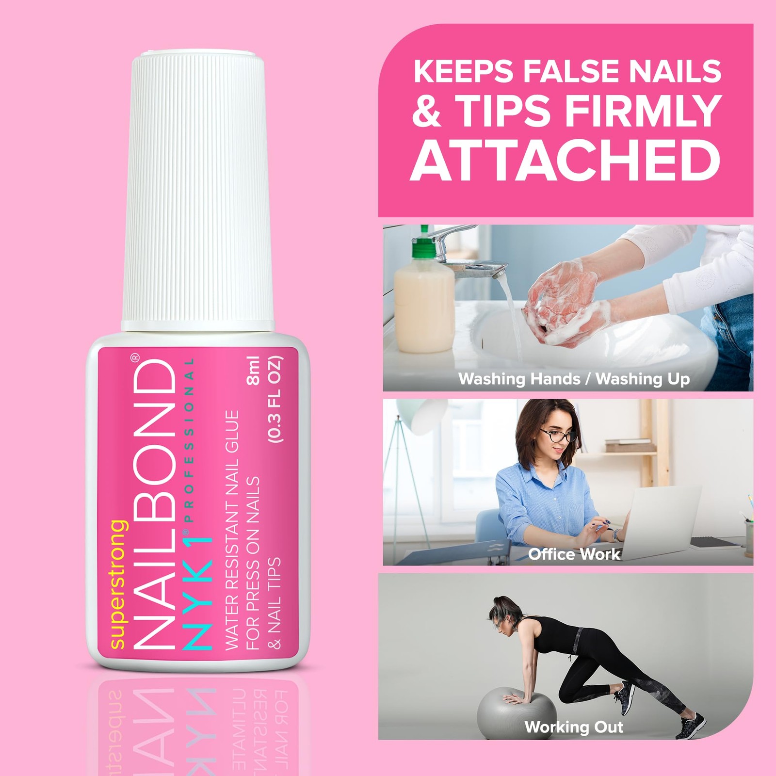 Super Strong Nail Glue for Press On Nails, 0.27 Fl Oz (Pack of 1), Clear