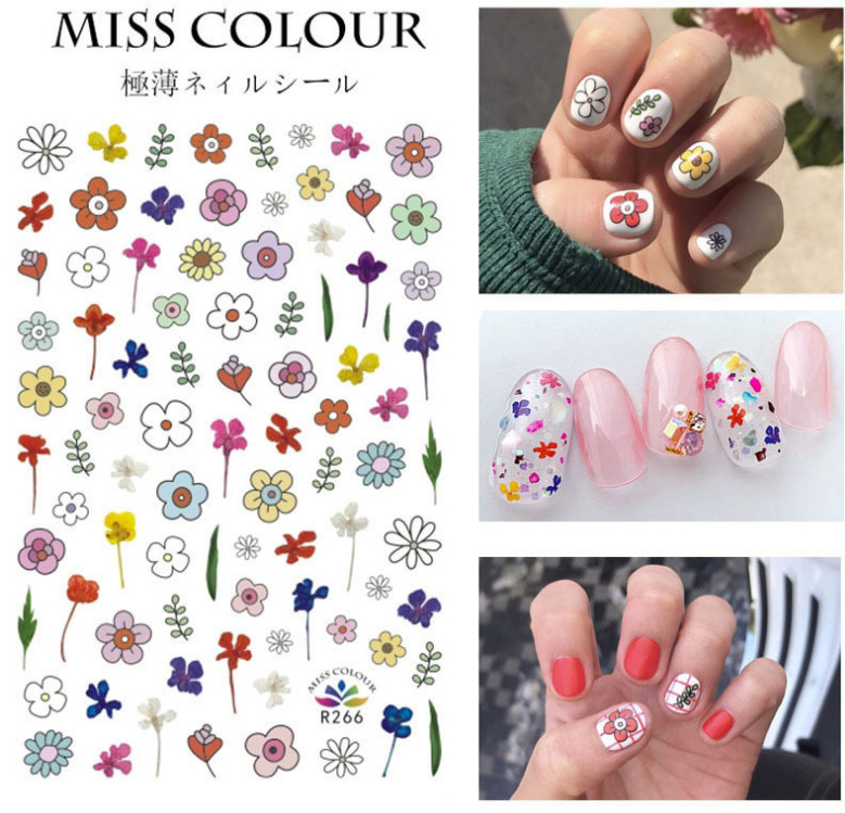 Flowers Rainbow Strawberry Candy Abstract Puppy Design Nail Sticker Manicure NH8