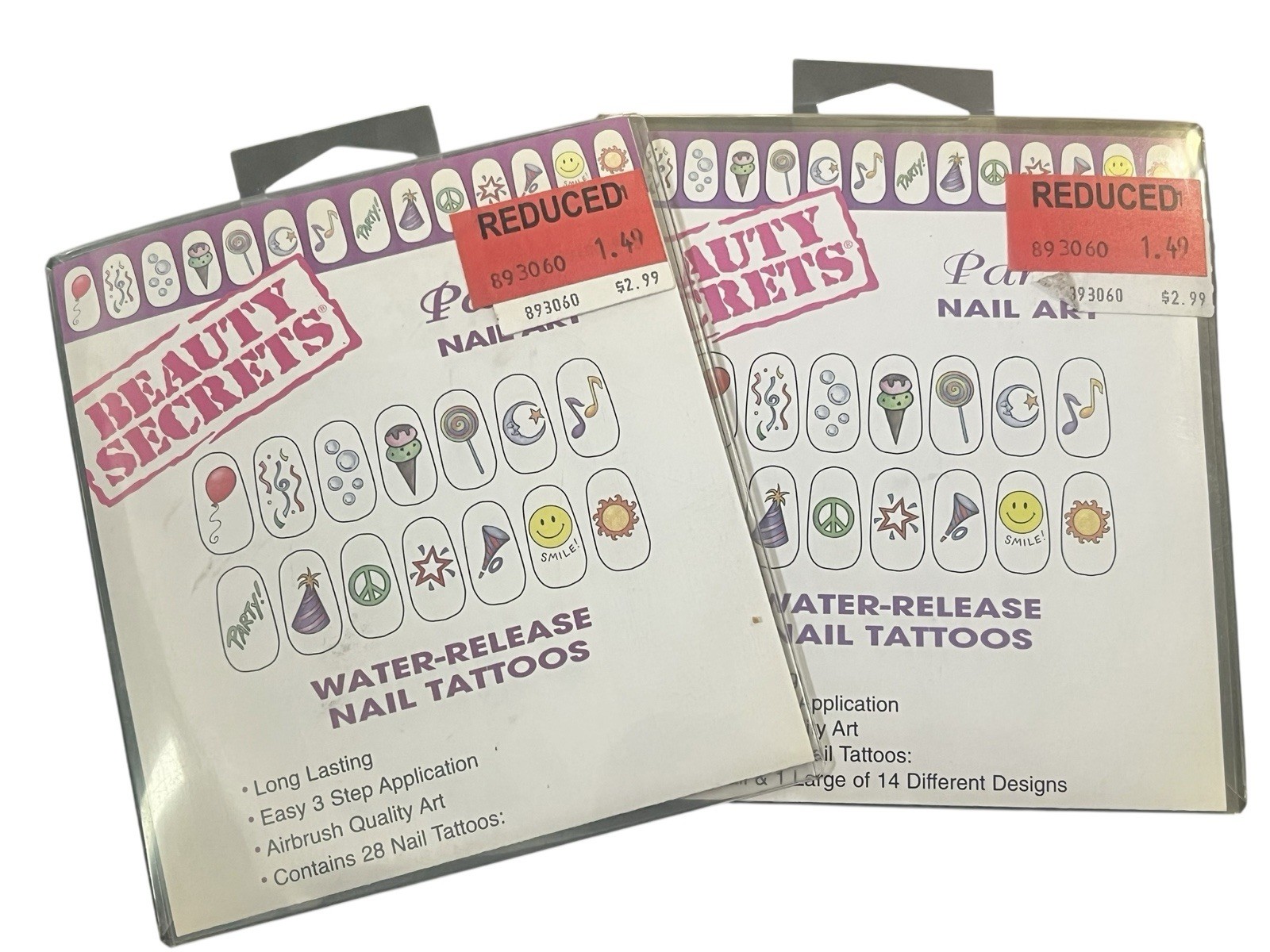 Vintage Beauty Secrets Party Nail Art Tattoos SET Of TWO