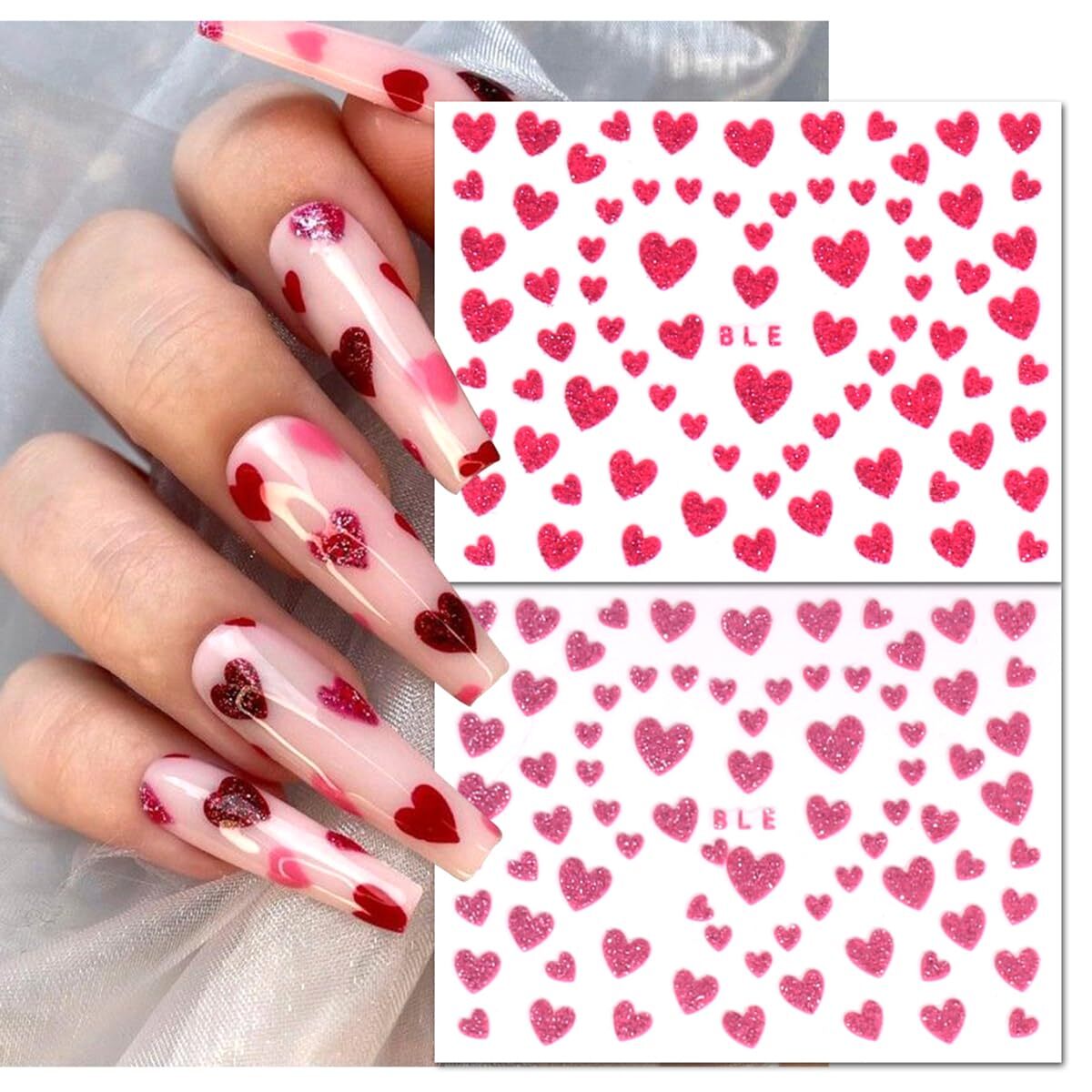 Valentine’s Day Heart Nail Art Decals Self-Adhesive DIY Manicure Decorations