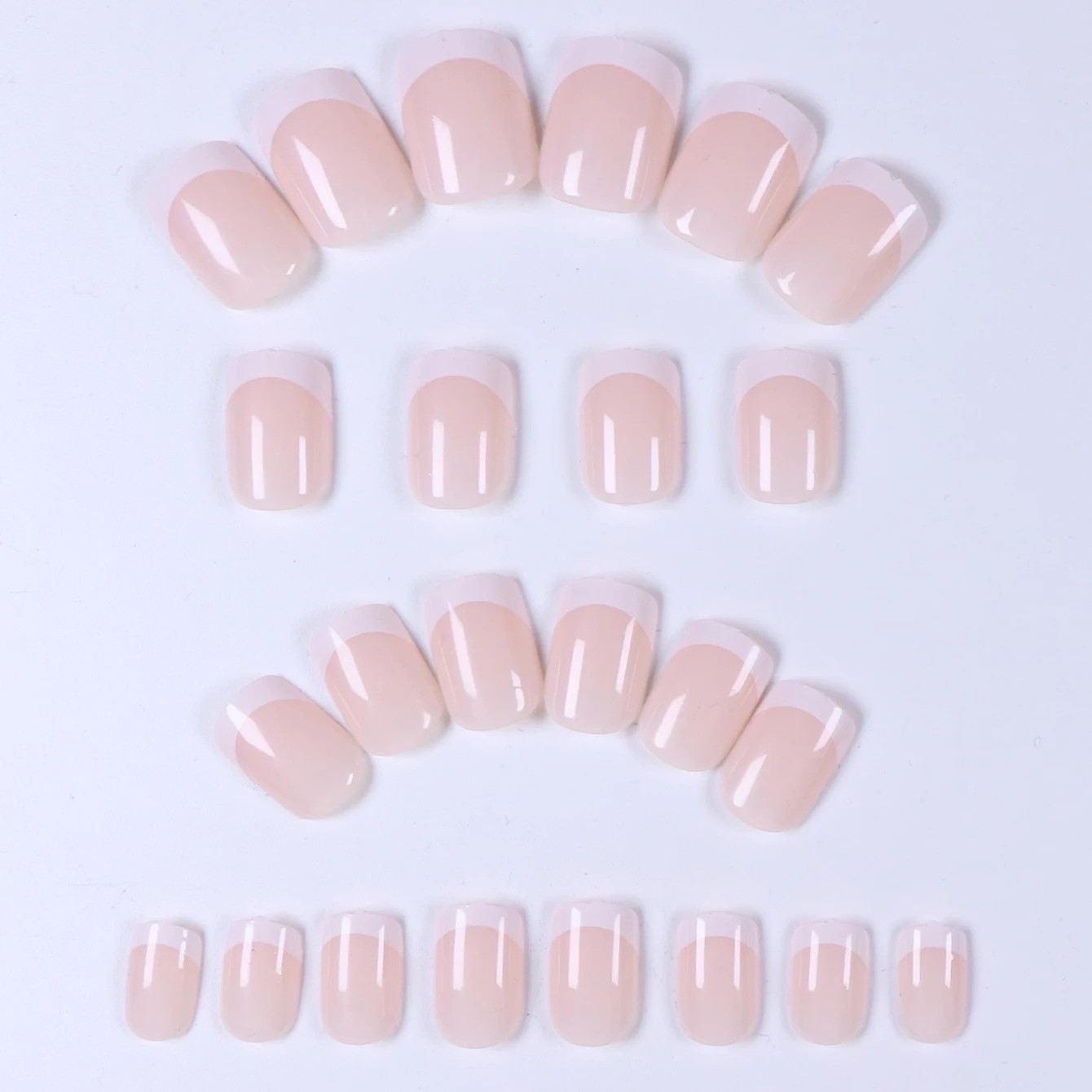 Color Block Print Short Square Press On Nails False Nail Kit 24pcs with Glue Fil