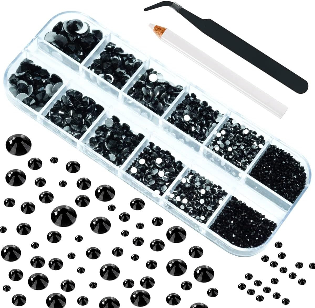 2550Pcs Crystal AB Nail Art Flatback Rhinestones Charms for Face Makeup, White A