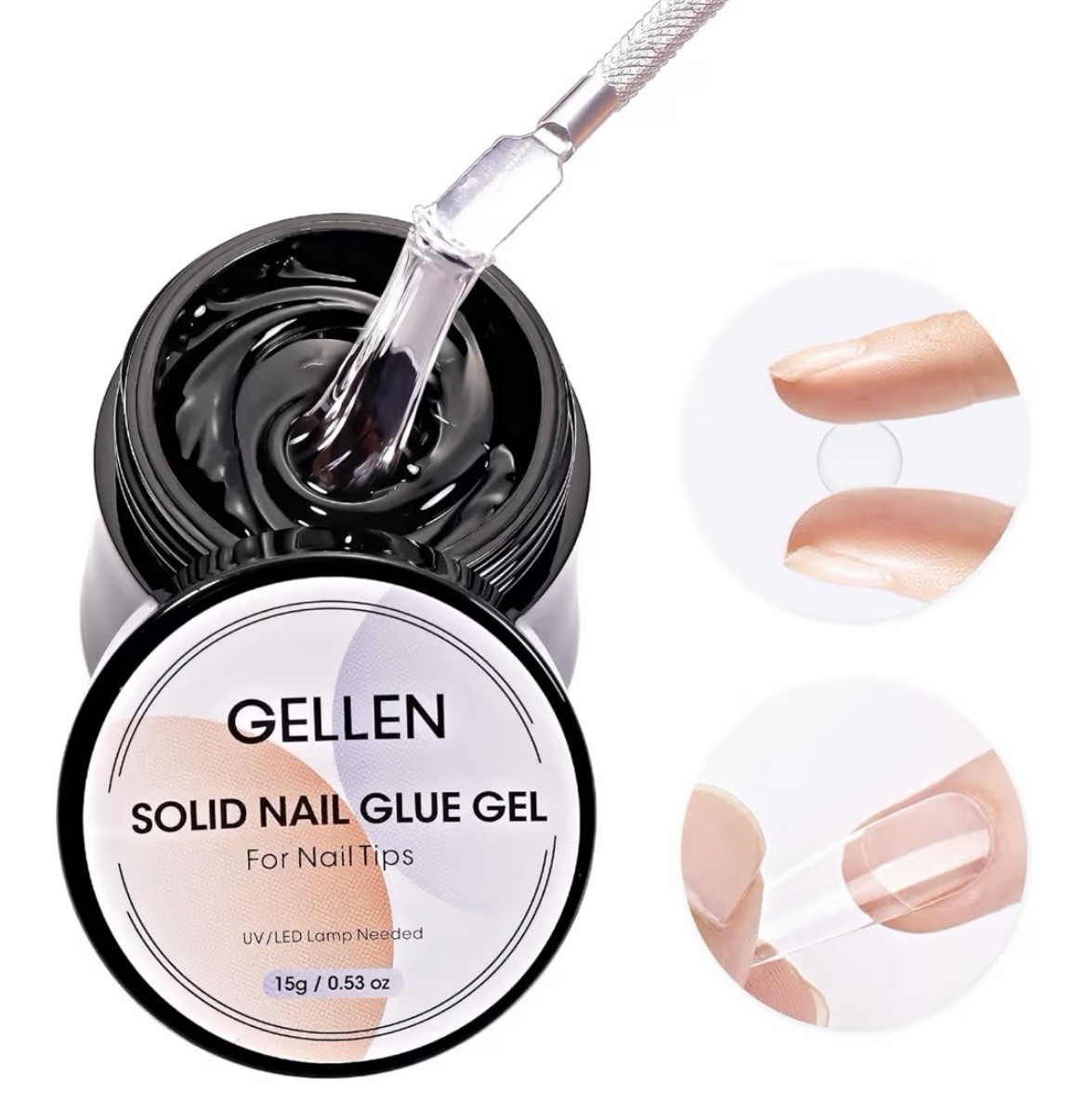Gellen Solid Acrylic Nail Glue Gel 0.53oz, False Nails, Nail Art, Salon UV Cured