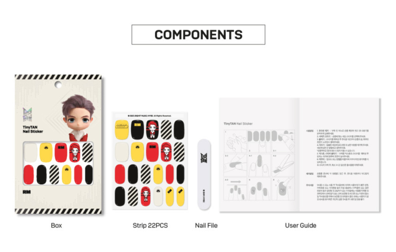 BTS TinyTAN Nail Stickers K-Pop Korean Nail Art Decal Set