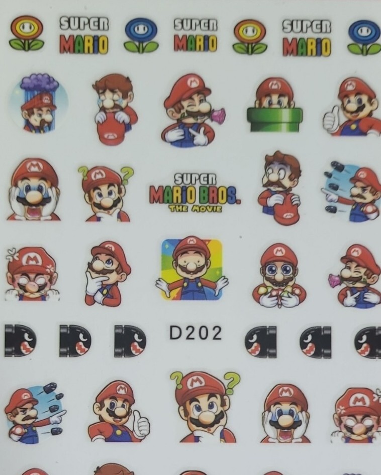 Super Mario Brothers Nail Stickers ( Large size Adult )