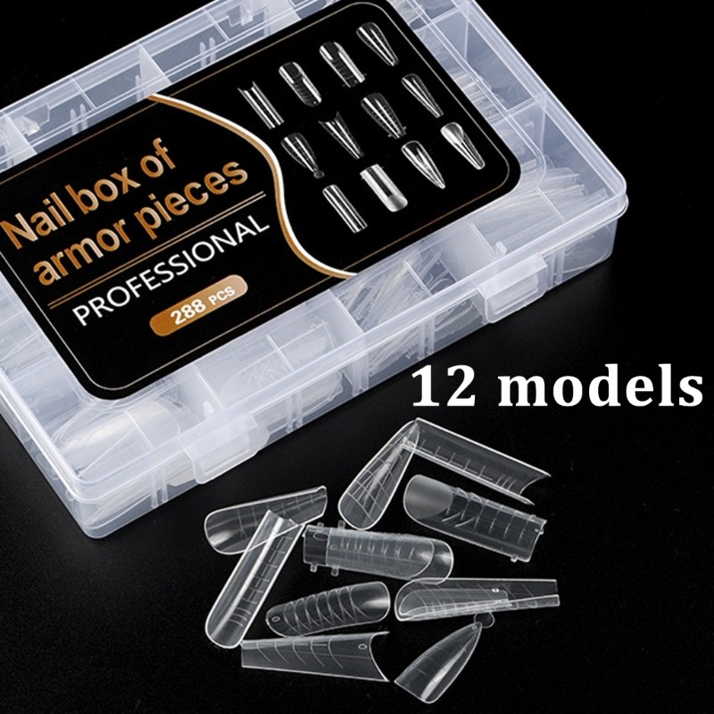 288 Pcs 12 Types Nails Shapes Nails Extension Molds Full Coverage Nails Forms