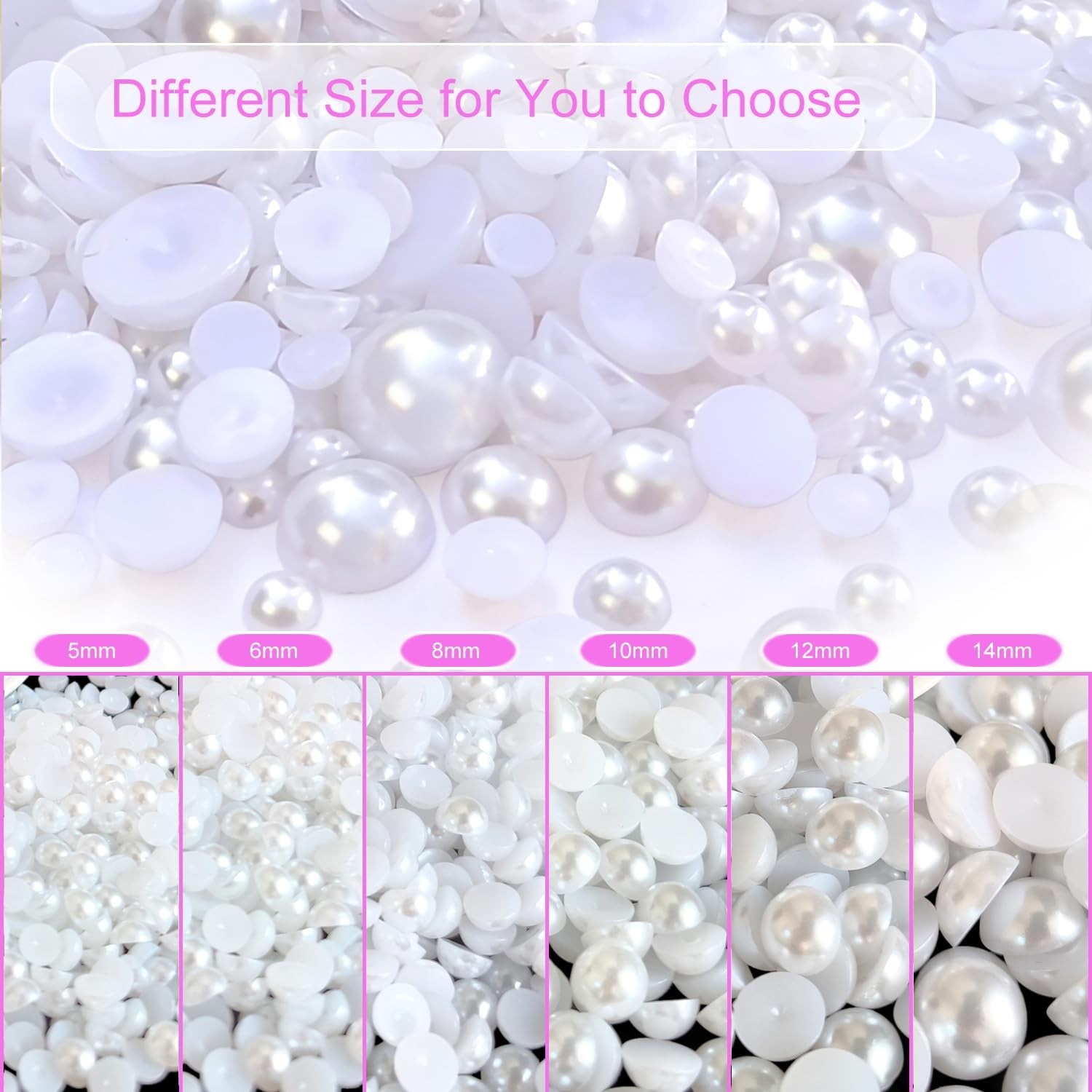 200PCS Flatback Pearls for Crafting Nail Art Half Round Pearls Bulk for Jewel…