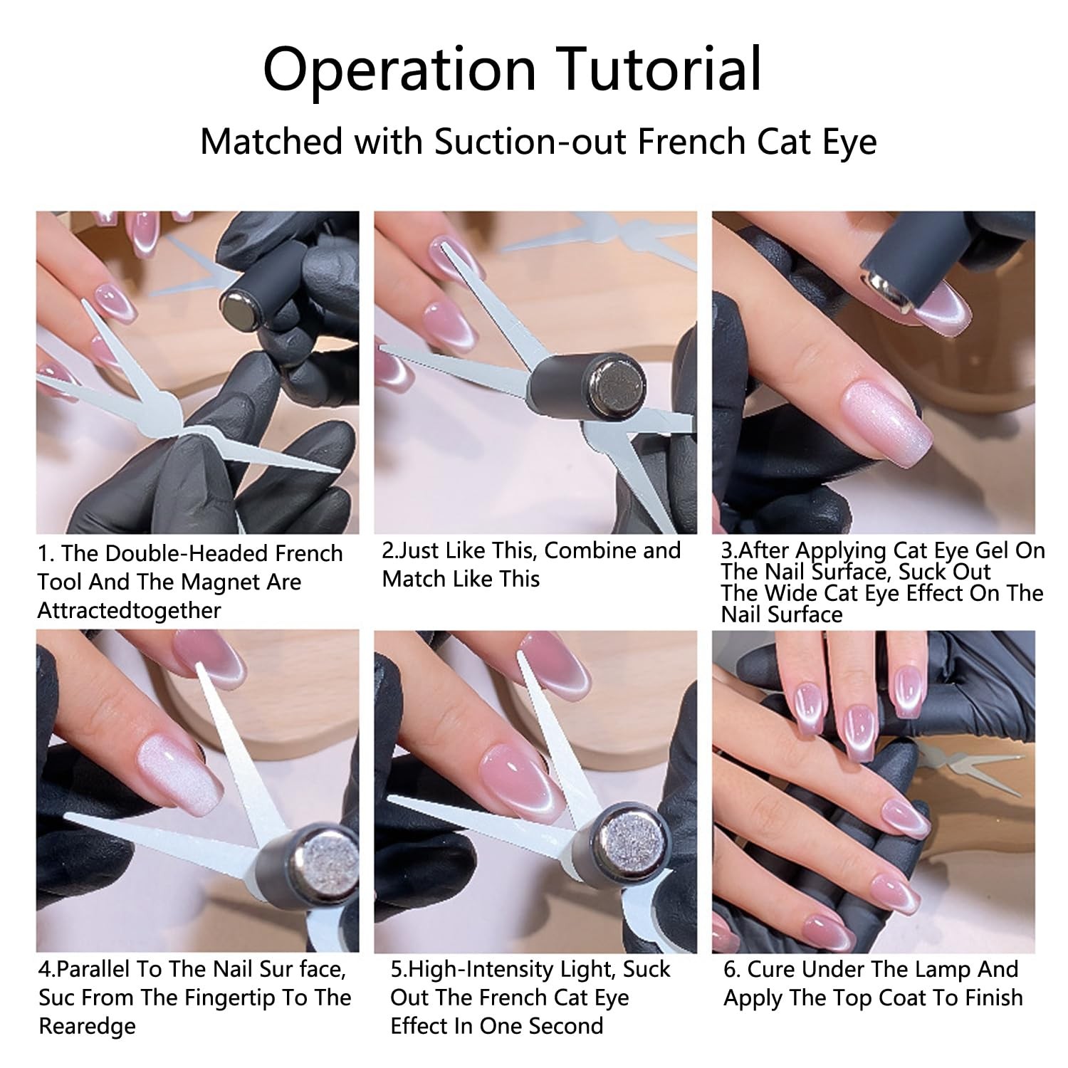 Cat Eye Nail Magnet for Nails Set,Double-head French Effect