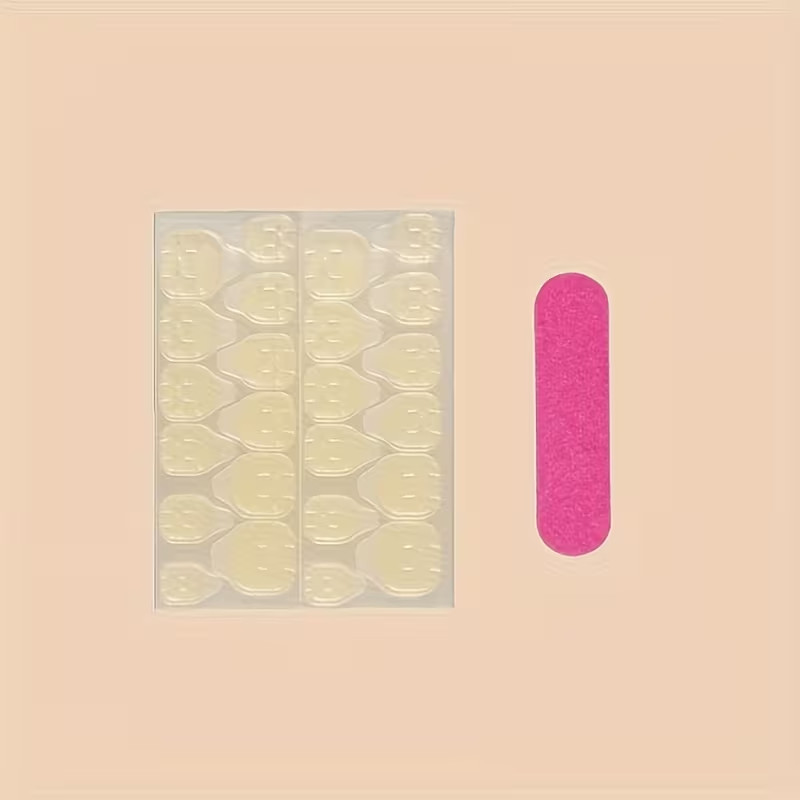 24pcs Medium Press-On Nails, Glossy, Pink and Glitter Silvery Tips