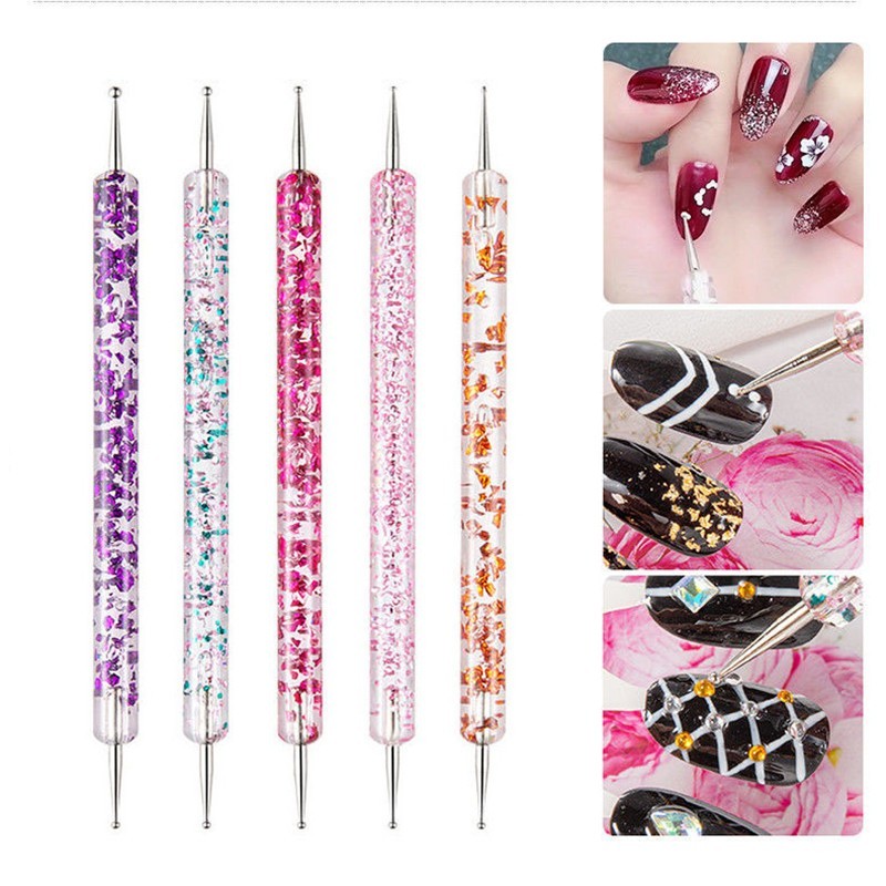 5 Pcs Nail Art Brushes Nail Dotting Tool Nail Art Tools 2 in 1 Nail Art Tool Set