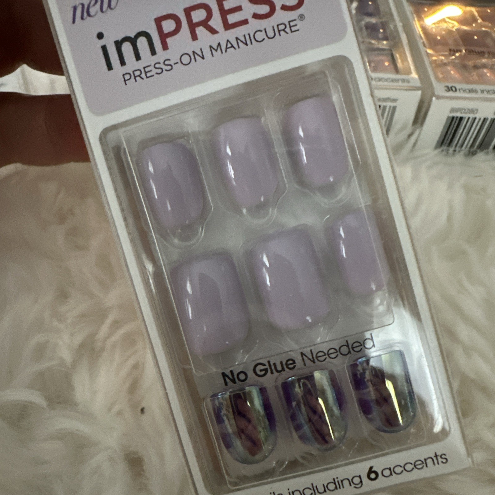 imPRESS Press on manicure Lot Of 4 Purple/Pink/White 30 Nails In Each Set