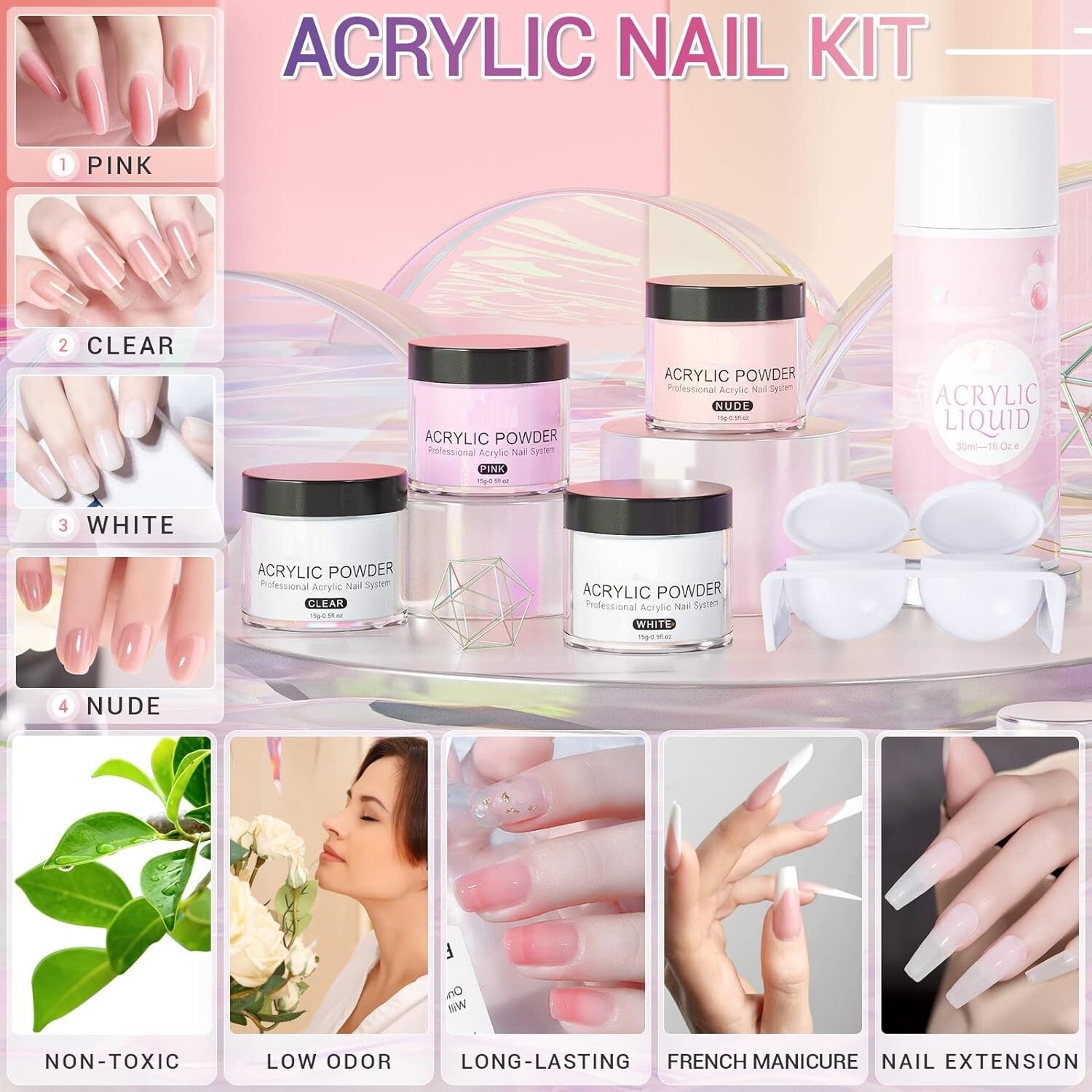 Kit De Unas Acrilicas Completo Manicura Uñas De Colores Una Postizas Uñas Acríli