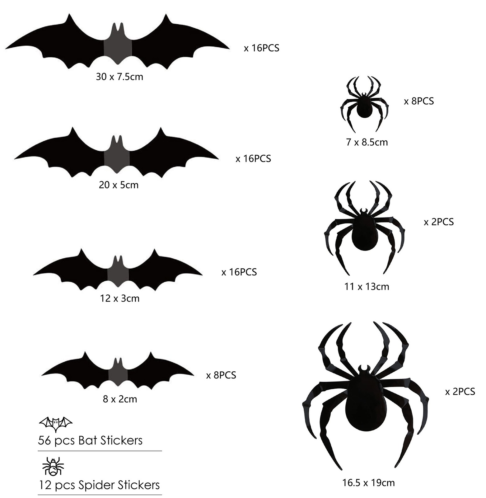 Halloween 3D Bats and Spiders ations for Indoor Outdoor, 56 Black Sticker, 12…