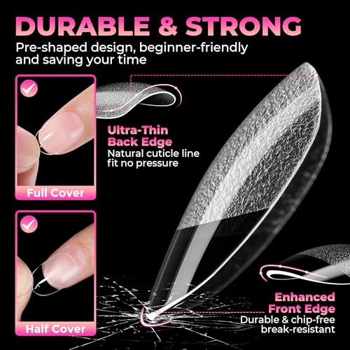 Round Nail Tips 360Pcs Pre-shaped Half Matte Oval Gel Nail Tips Short Oval