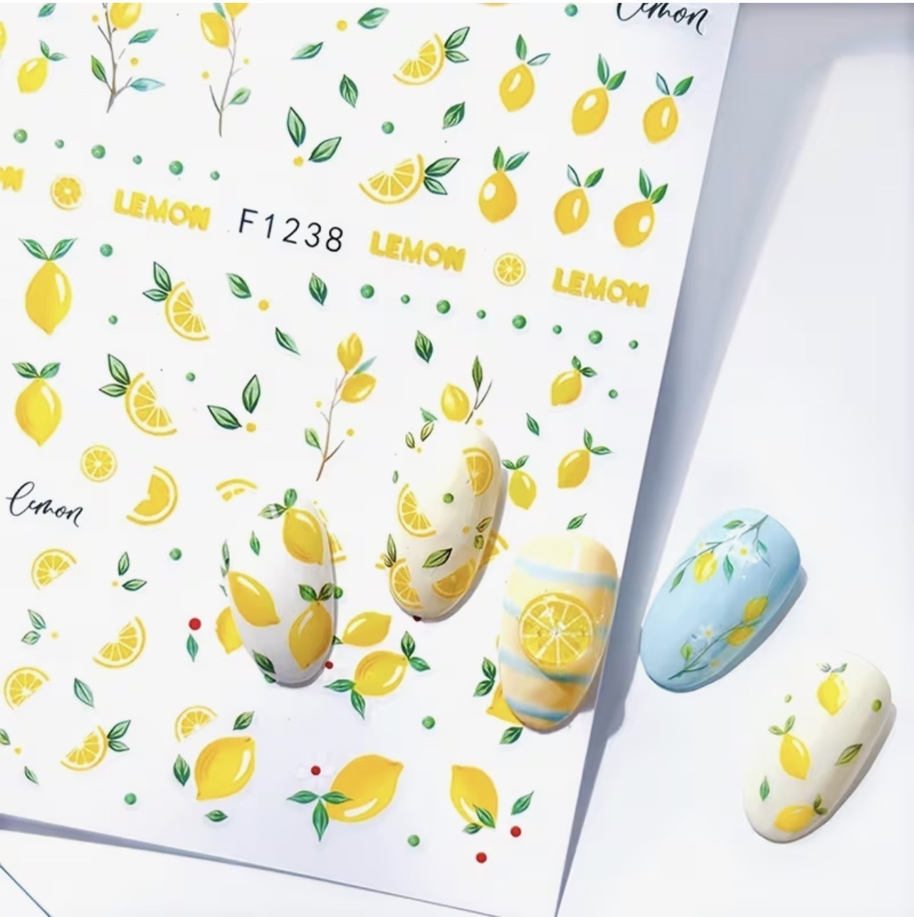 Lemon Nail Stickers Transfers Holiday Decals Summer Fruit Design Yellow F1238