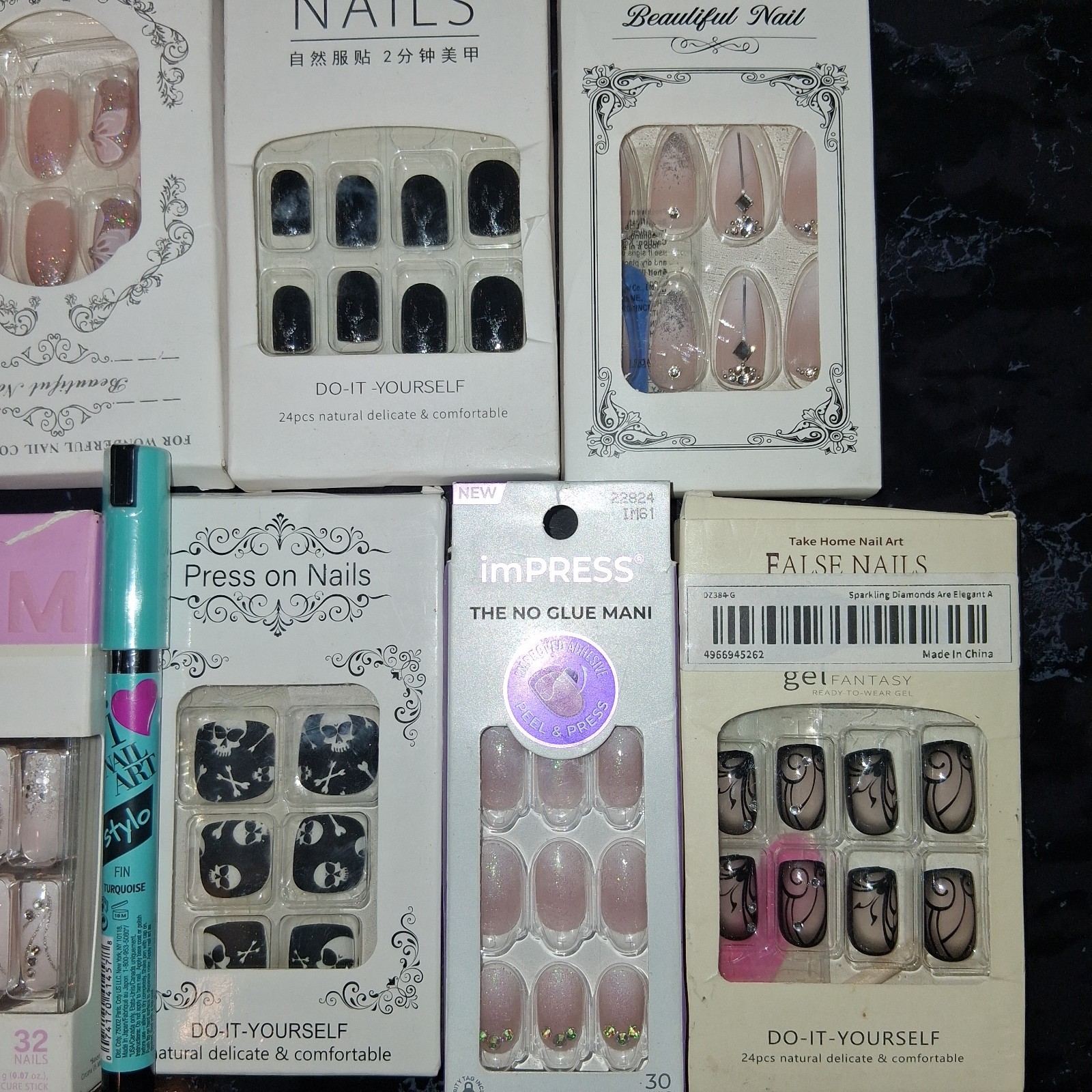 Lot Of Artificial NailsPolish, Nail Art Pen
