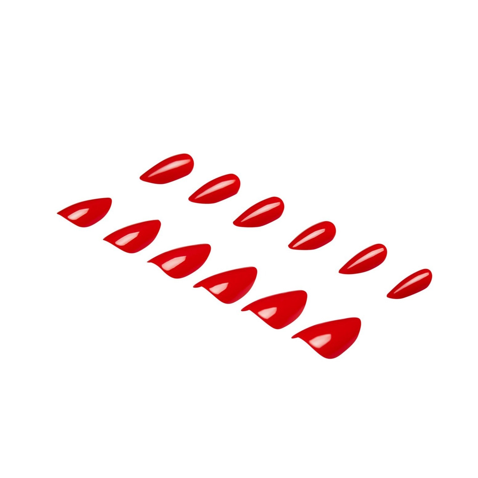 Bulk 25 Units Press-On Nails Medium Length Almond Classic Solid Red CliqOnU