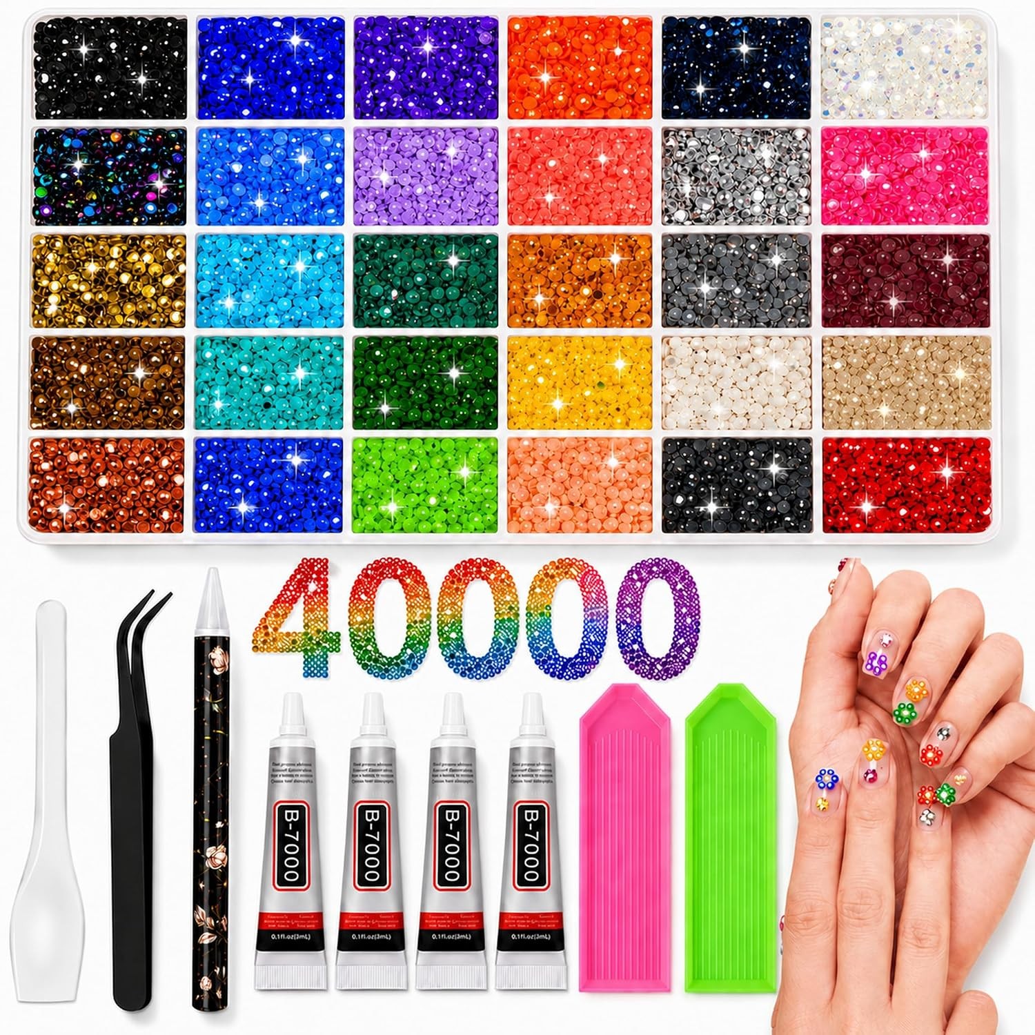 Rhinestone Bedazzling Kit 40000Pcs 30 Colors 3m Rhinestones Rhinestones Kit