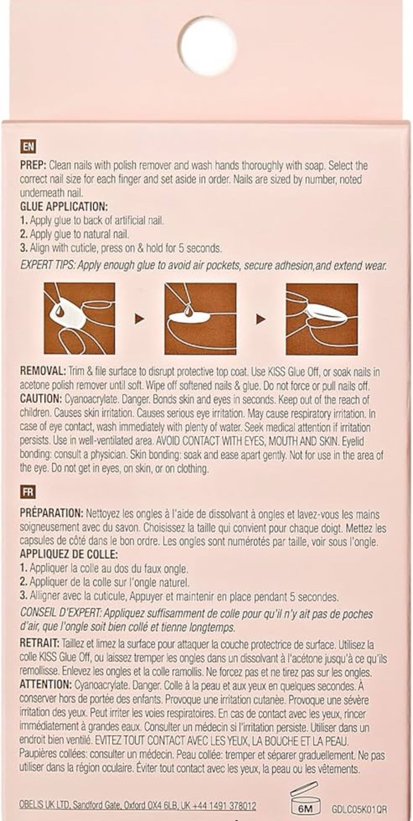 GoldFinger Trendy False Nails Kit, Long Almond Shape Design Nail, Pink