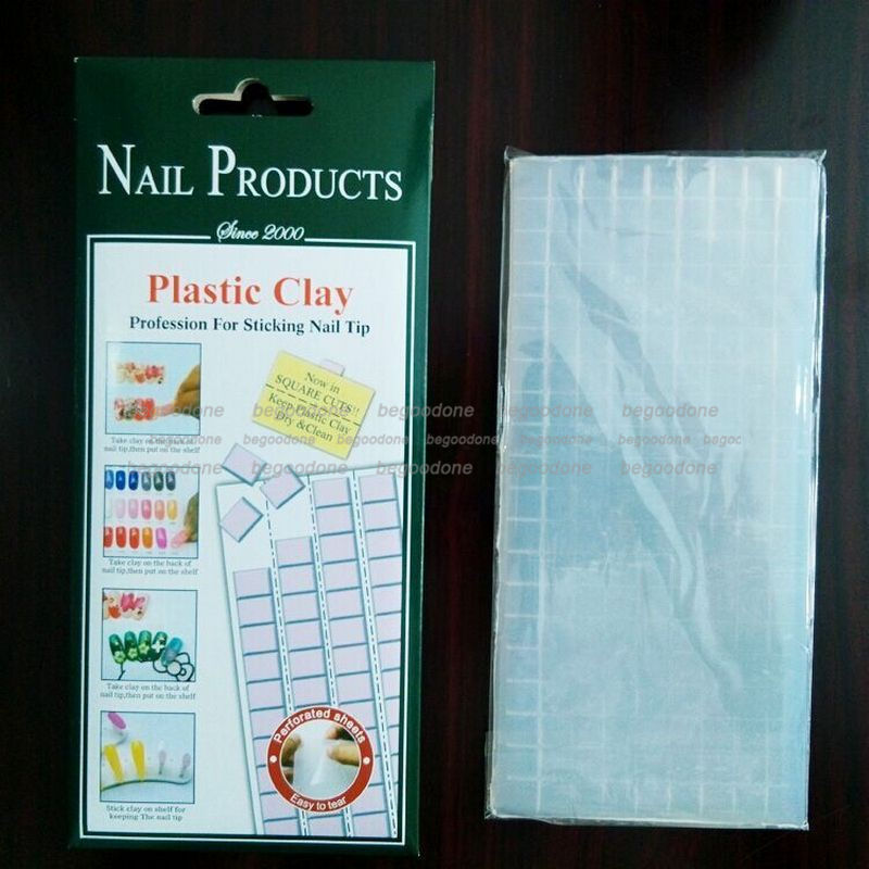 Reusable Adhesive Clay White Tack Strip Squares Plastic DIY Nail Tips Sticky