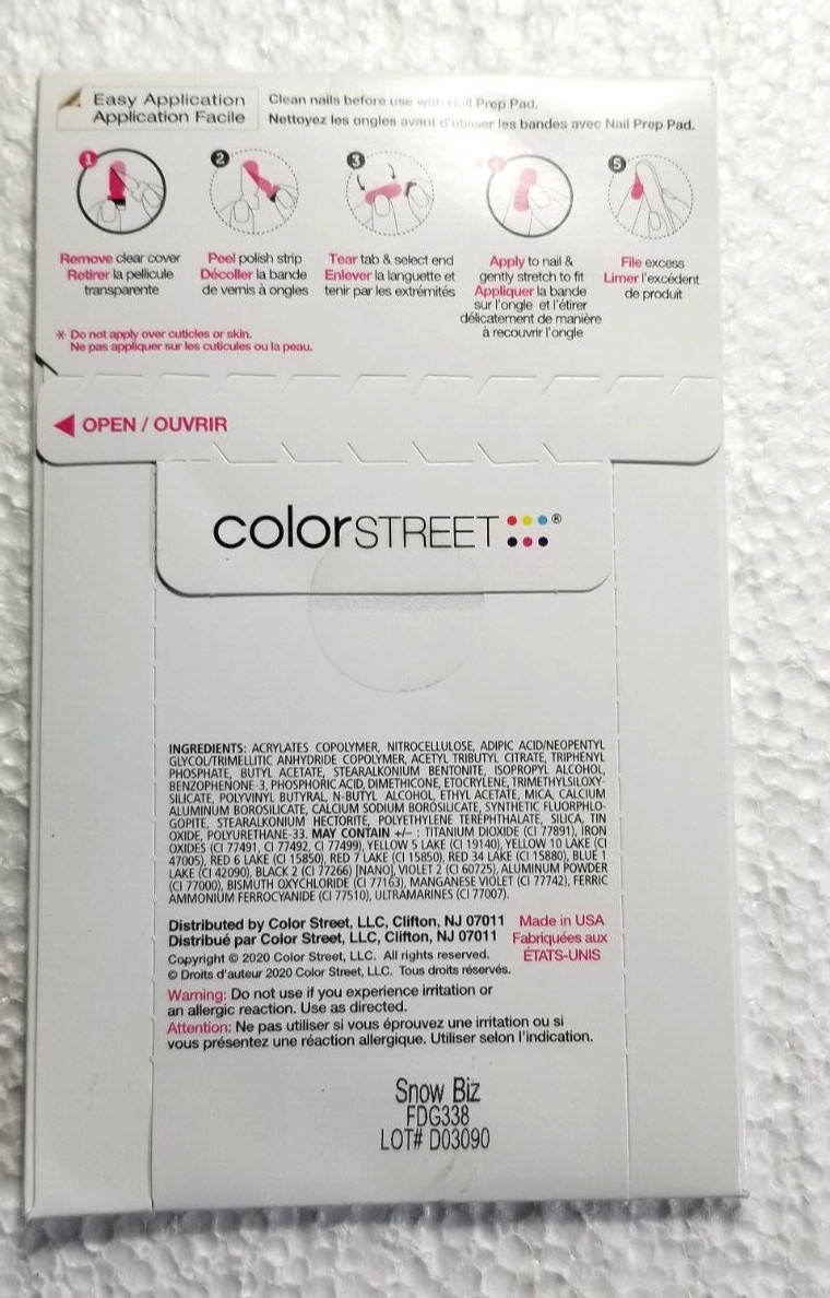 Color Street Nail Polish Strips 16 Count Retired Snow Biz Easy Peel & Apply USA