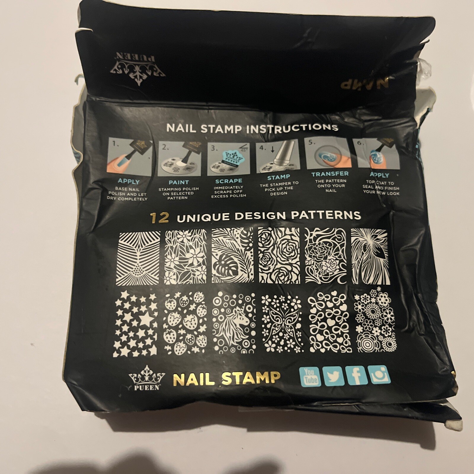 Pueen Nail Stamp Fun Kit 12 Unique Design Patterns Art at Your Fingertips *NEW*